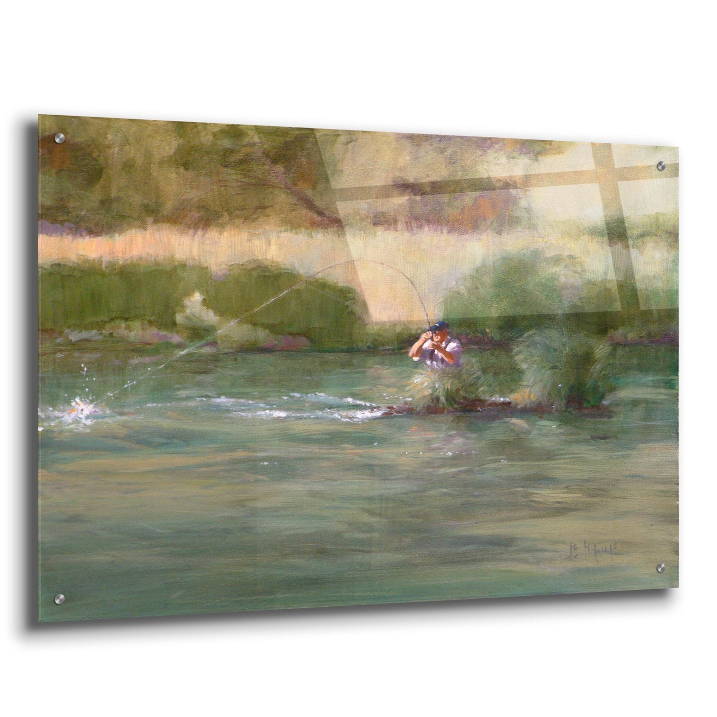 Epic Art 'Mike On The Deschutes' by J. E. Knauf, Acrylic Glass Wall Art,36x24