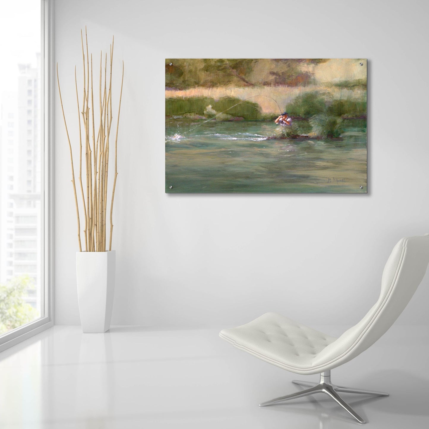 Epic Art 'Mike On The Deschutes' by J. E. Knauf, Acrylic Glass Wall Art,36x24