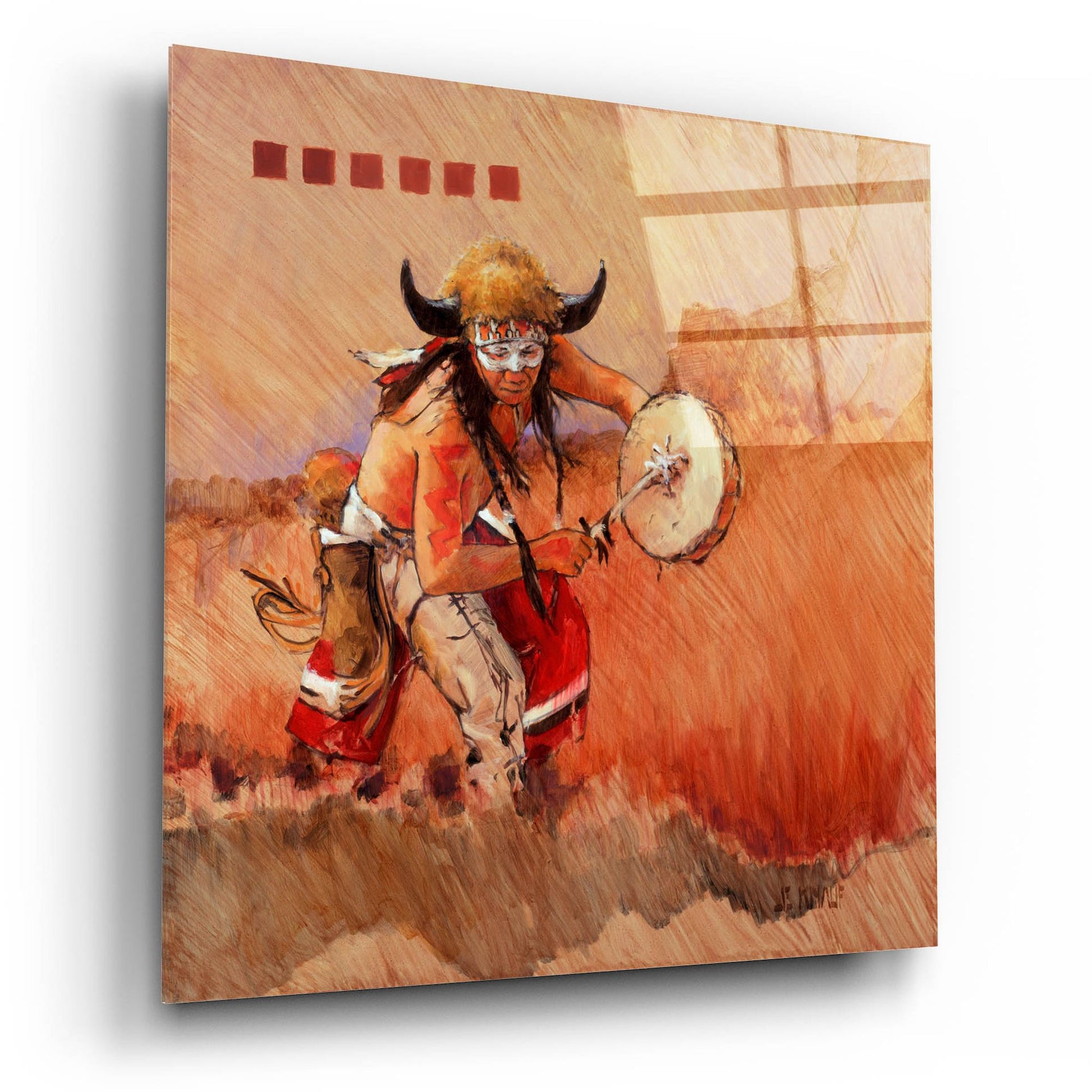 Epic Art 'Buffalo Dance' by J. E. Knauf, Acrylic Glass Wall Art,12x12