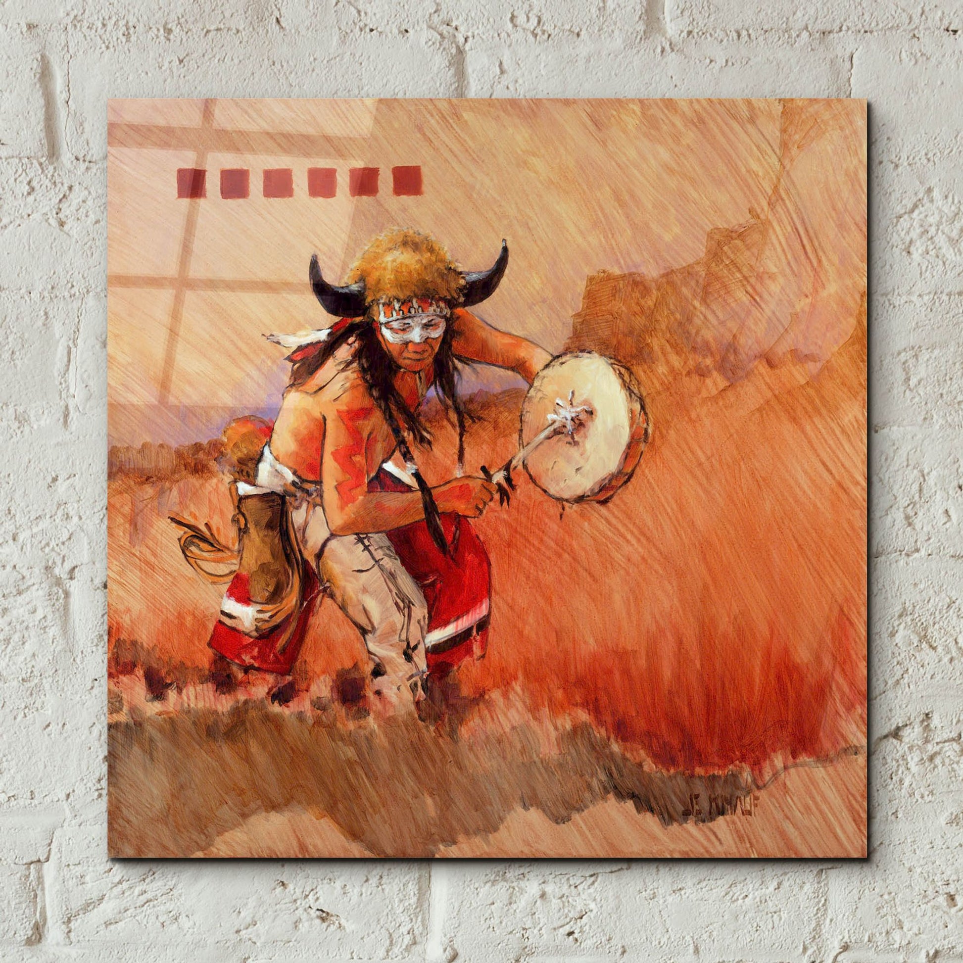 Epic Art 'Buffalo Dance' by J. E. Knauf, Acrylic Glass Wall Art,12x12