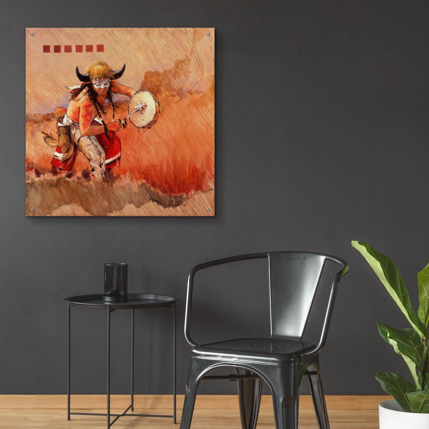 Epic Art 'Buffalo Dance' by J. E. Knauf, Acrylic Glass Wall Art,36x36