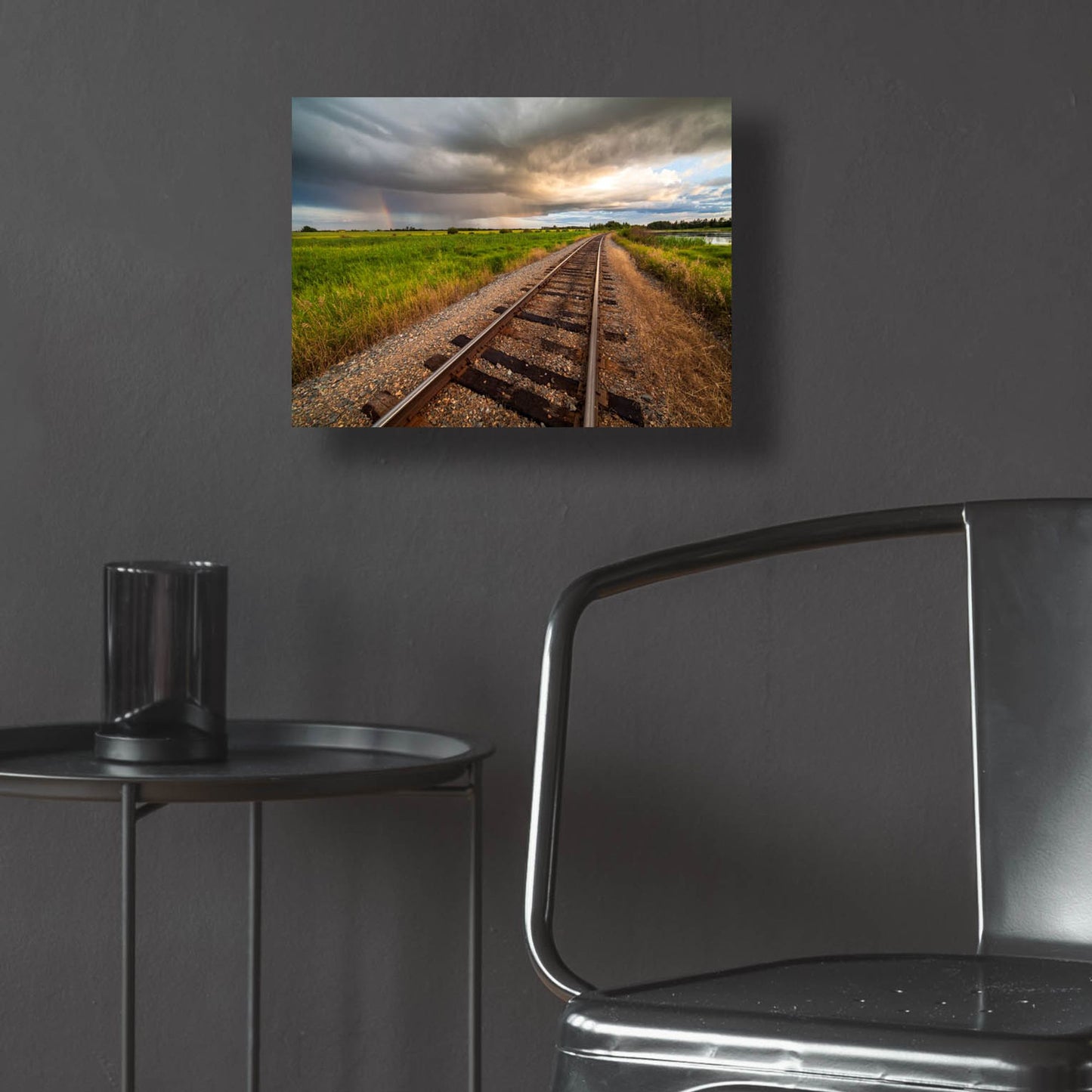 Epic Art 'Train Track Sunset 1' by Joe Reimer Photography, Acrylic Glass Wall Art,16x12