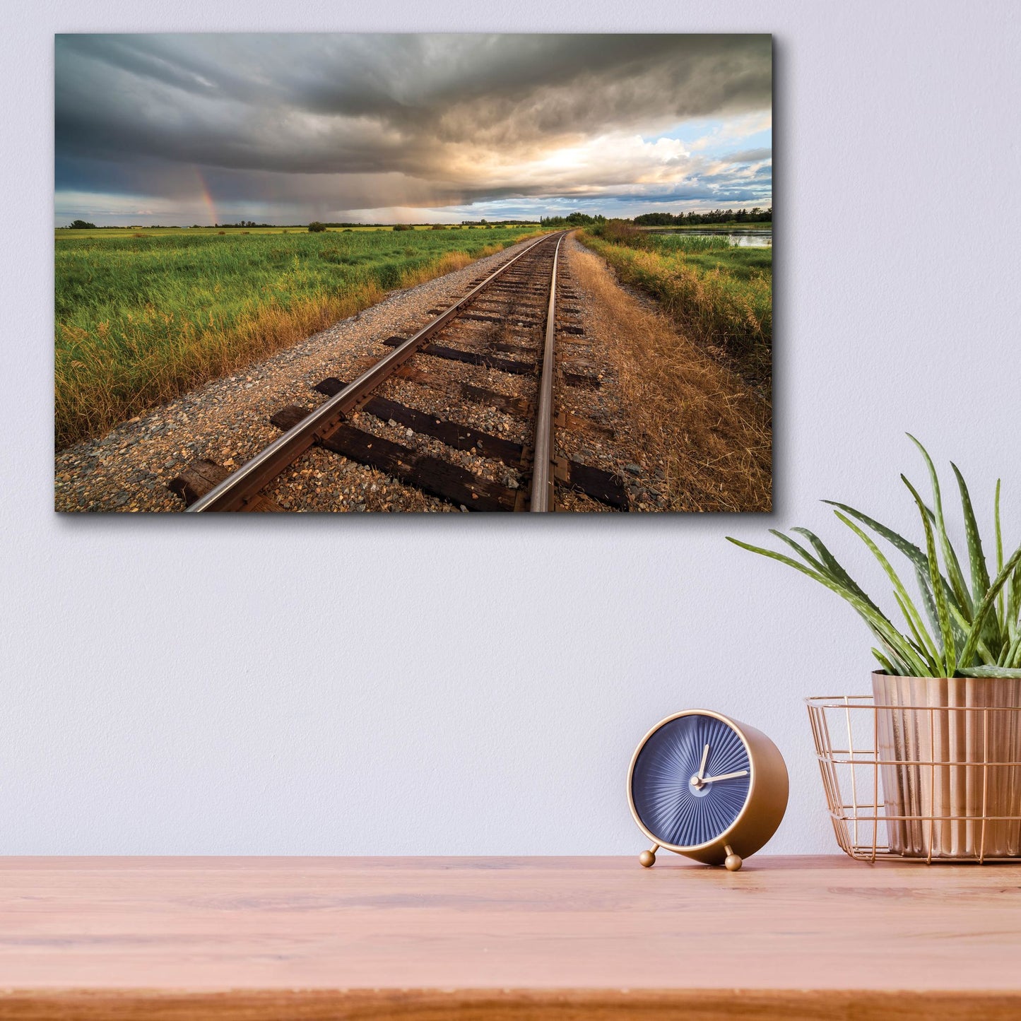 Epic Art 'Train Track Sunset 1' by Joe Reimer Photography, Acrylic Glass Wall Art,16x12