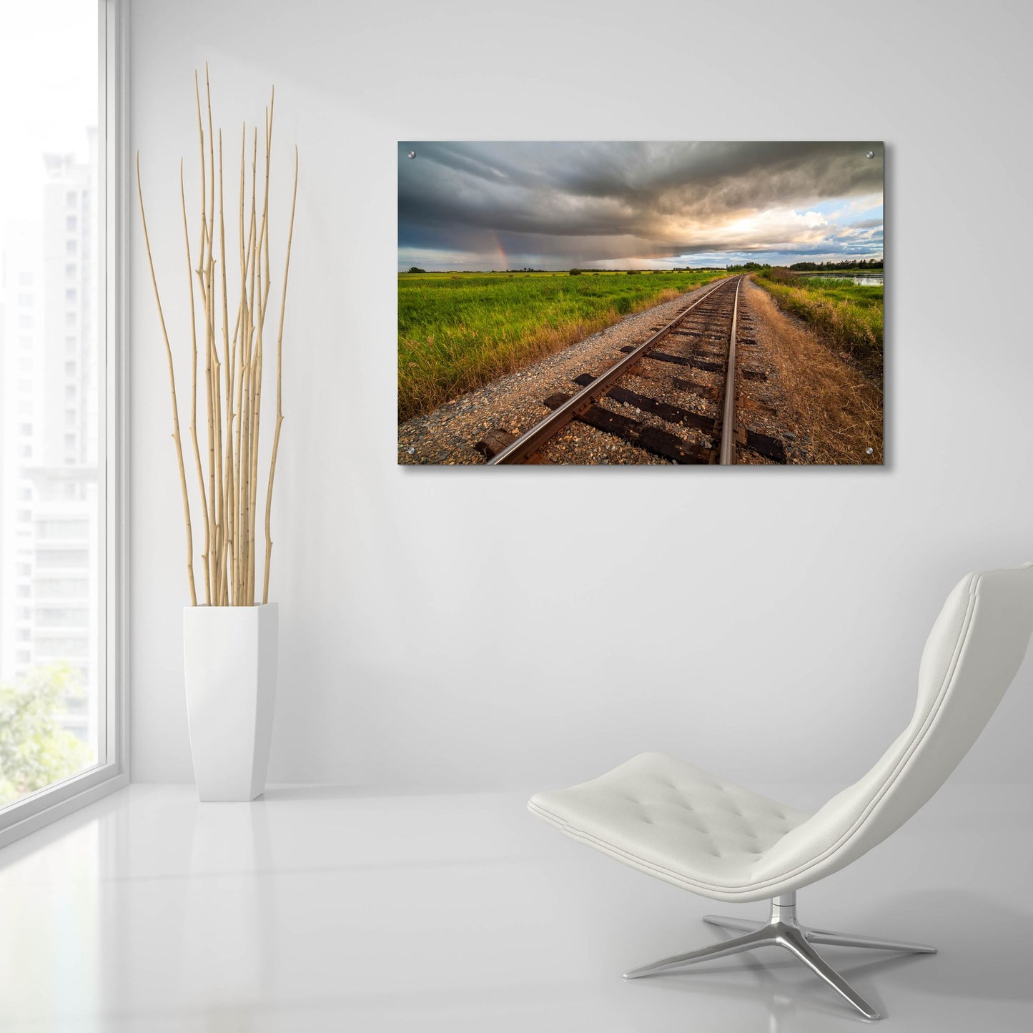 Epic Art 'Train Track Sunset 1' by Joe Reimer Photography, Acrylic Glass Wall Art,36x24