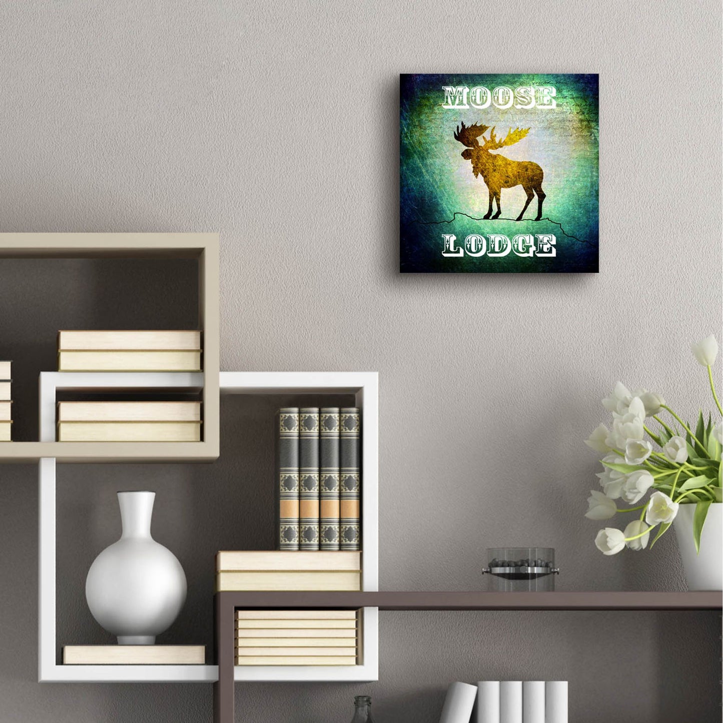 Epic Art 'Lodge Moose Lodge' by Lightbox Journal, Acrylic Glass Wall Art,12x12