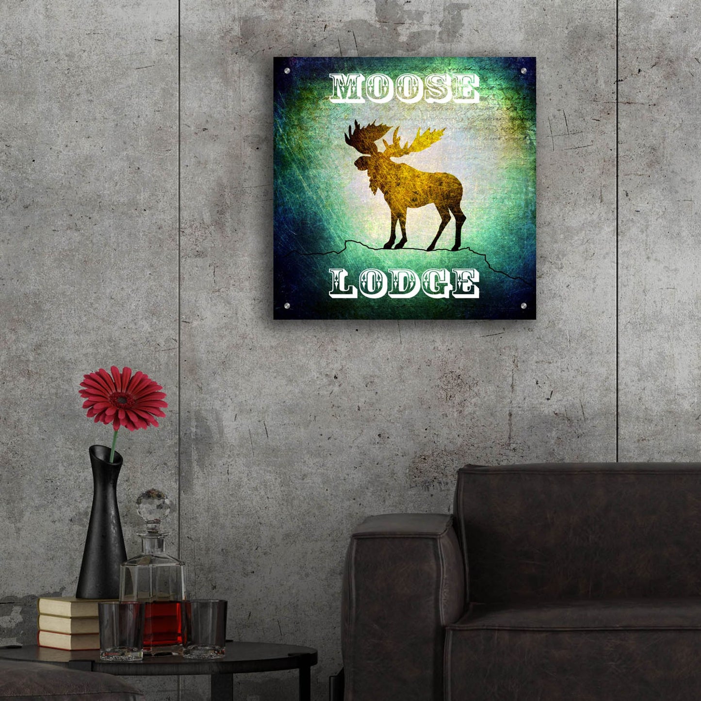 Epic Art 'Lodge Moose Lodge' by Lightbox Journal, Acrylic Glass Wall Art,24x24