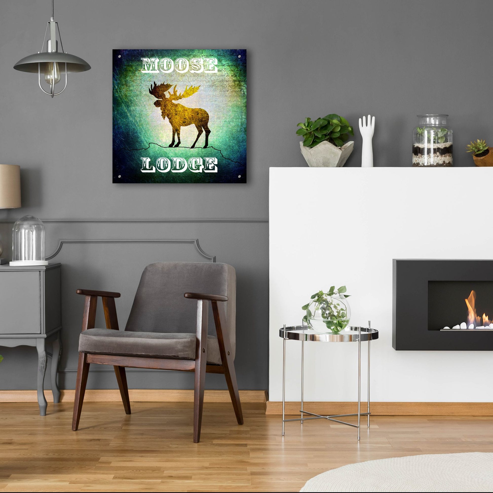 Epic Art 'Lodge Moose Lodge' by Lightbox Journal, Acrylic Glass Wall Art,24x24