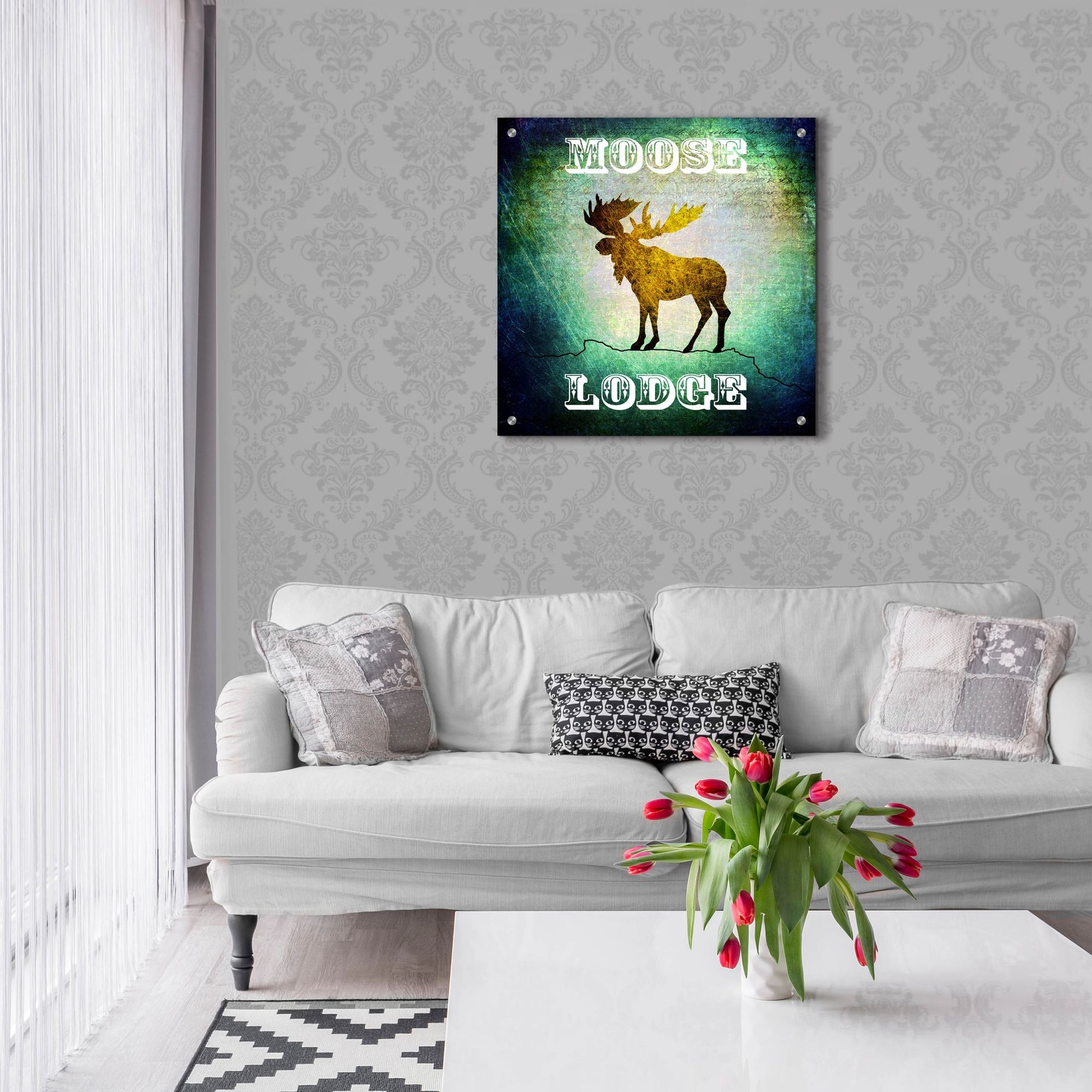 Epic Art 'Lodge Moose Lodge' by Lightbox Journal, Acrylic Glass Wall Art,24x24