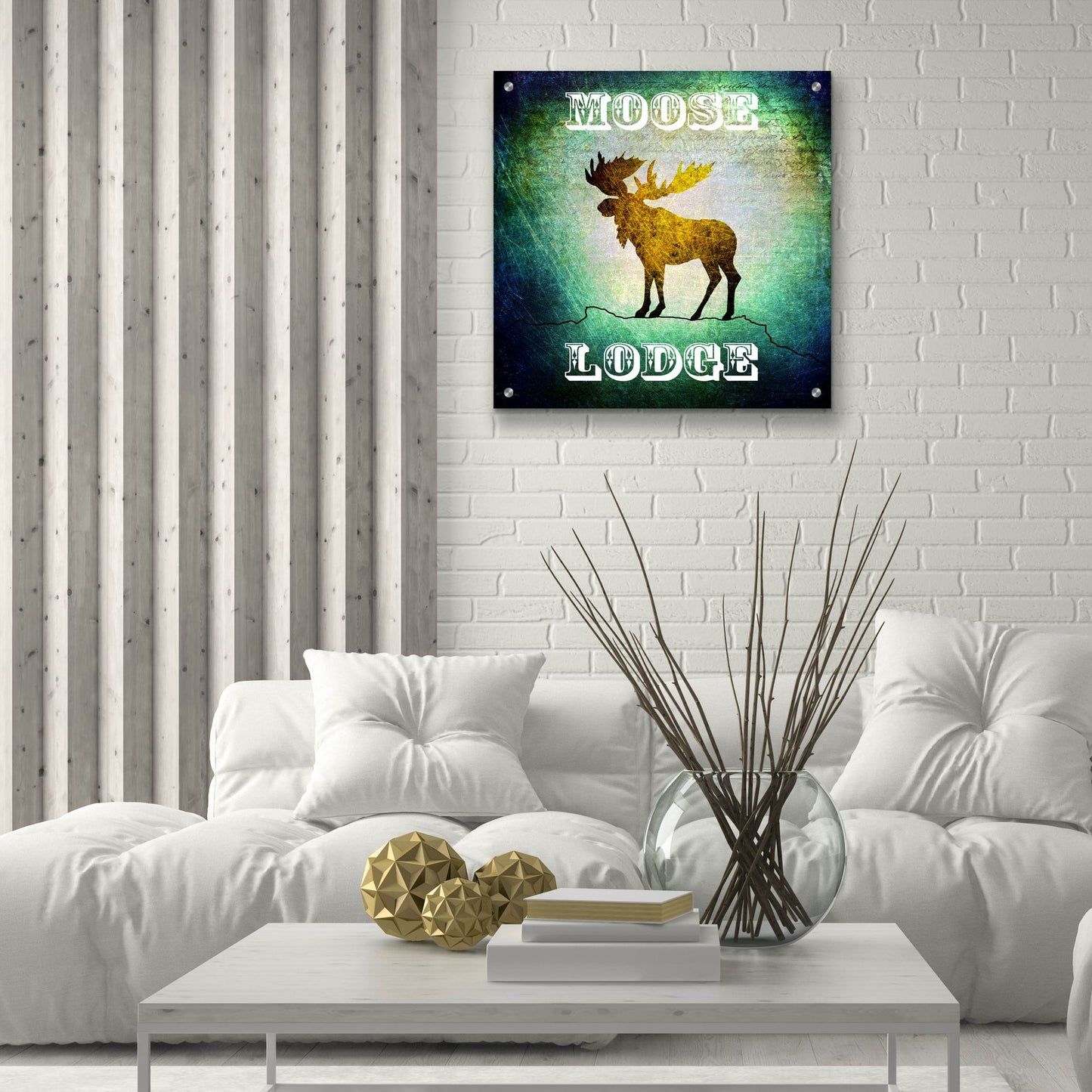 Epic Art 'Lodge Moose Lodge' by Lightbox Journal, Acrylic Glass Wall Art,24x24