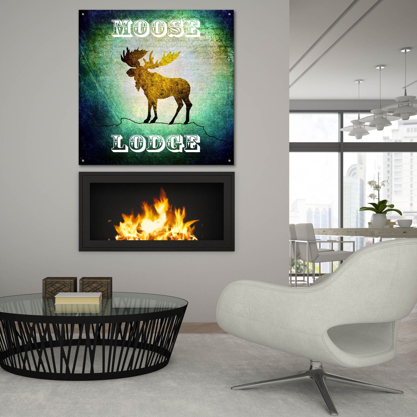 Epic Art 'Lodge Moose Lodge' by Lightbox Journal, Acrylic Glass Wall Art,36x36