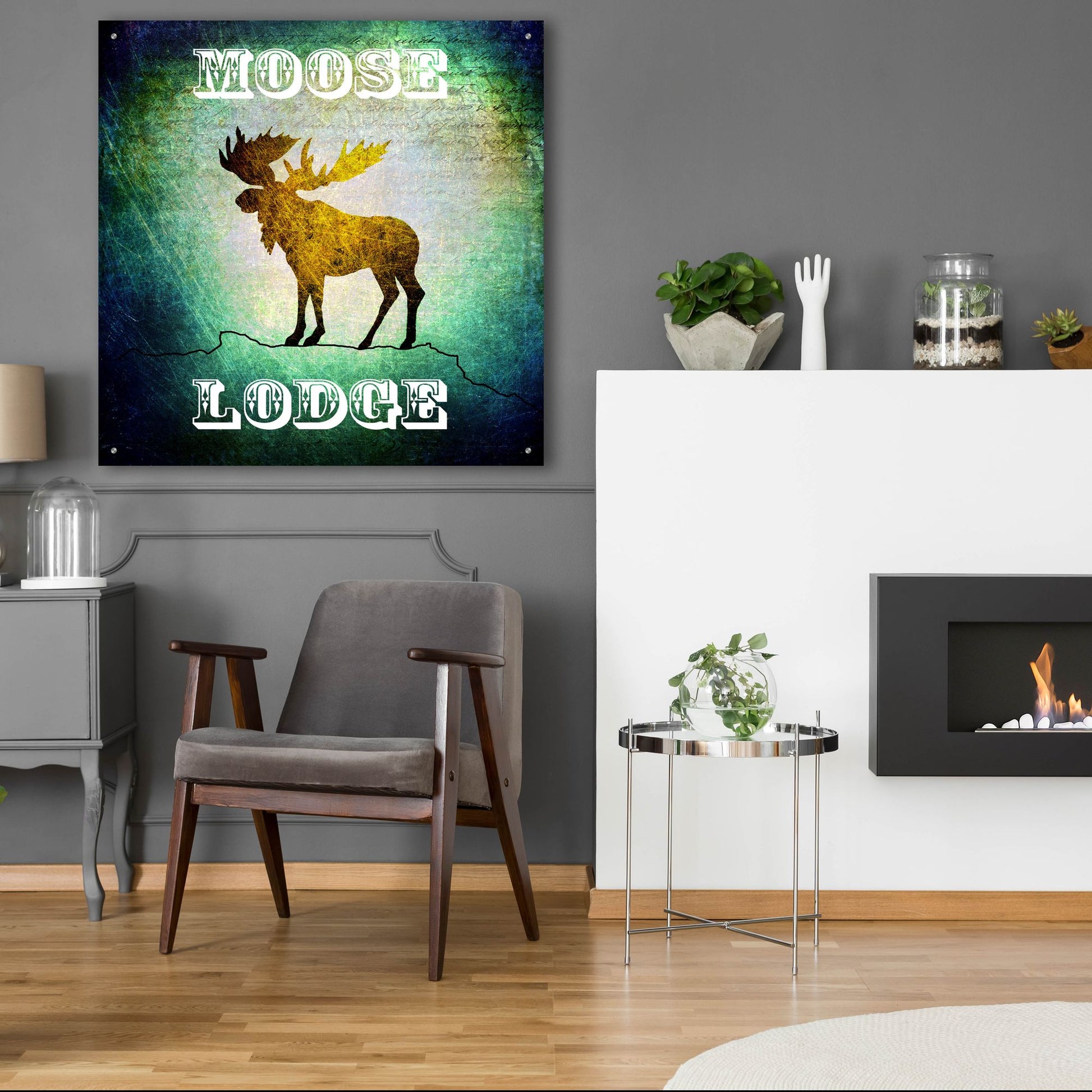 Epic Art 'Lodge Moose Lodge' by Lightbox Journal, Acrylic Glass Wall Art,36x36