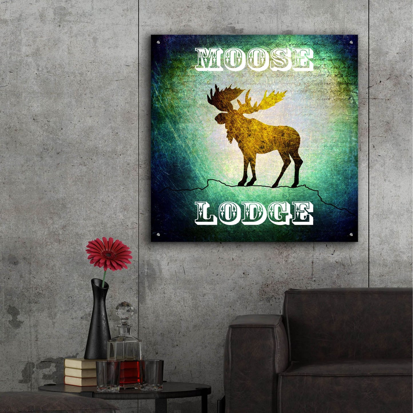 Epic Art 'Lodge Moose Lodge' by Lightbox Journal, Acrylic Glass Wall Art,36x36