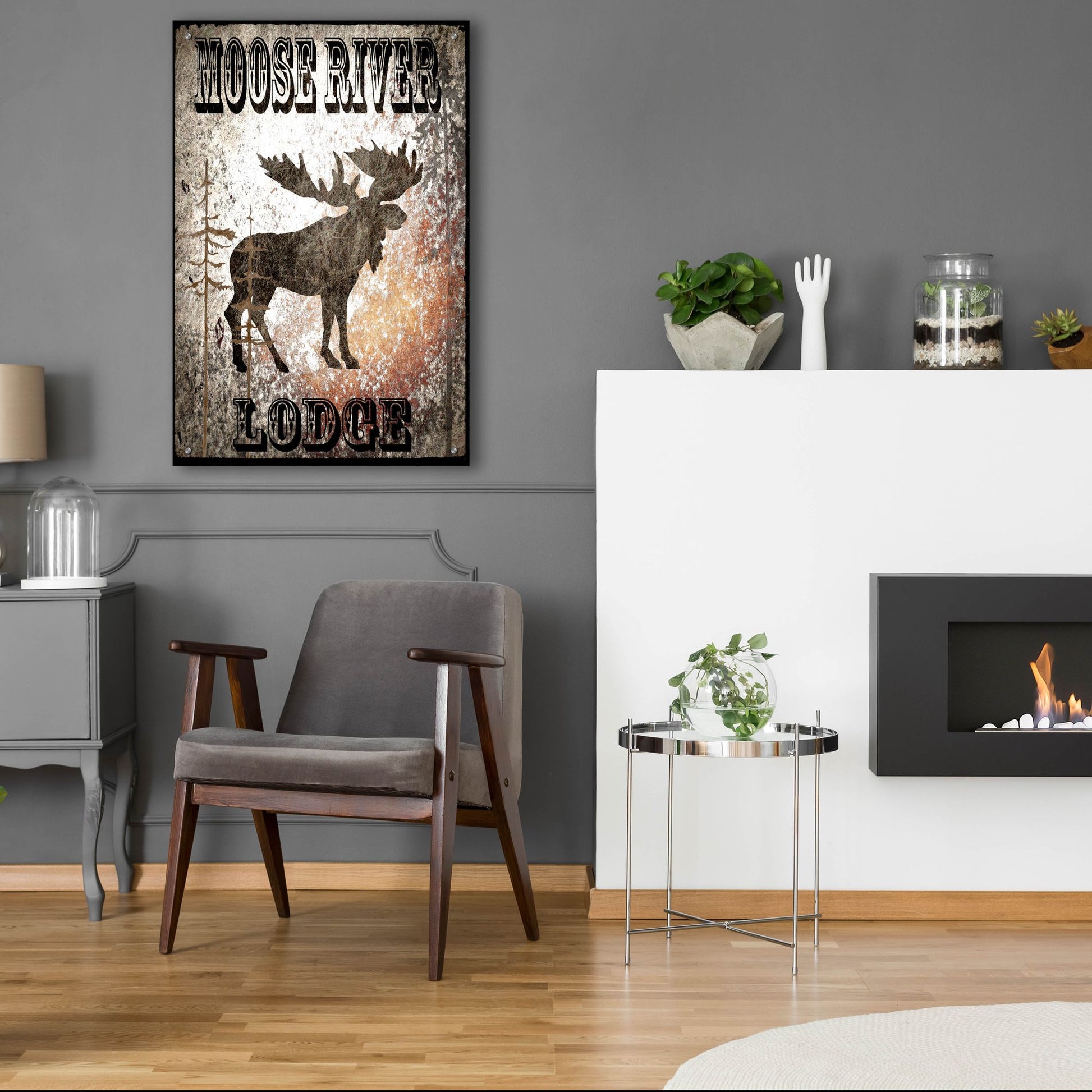 Epic Art 'Lodge Moose River Lodge' by Lightbox Journal, Acrylic Glass Wall Art,24x36