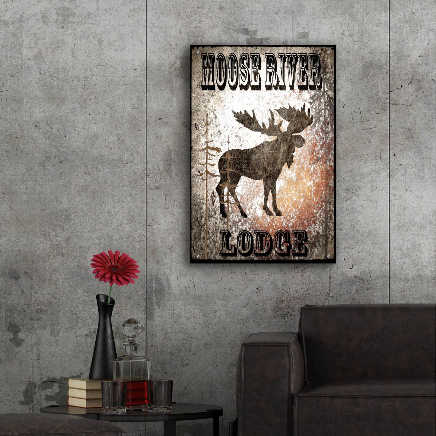 Epic Art 'Lodge Moose River Lodge' by Lightbox Journal, Acrylic Glass Wall Art,24x36