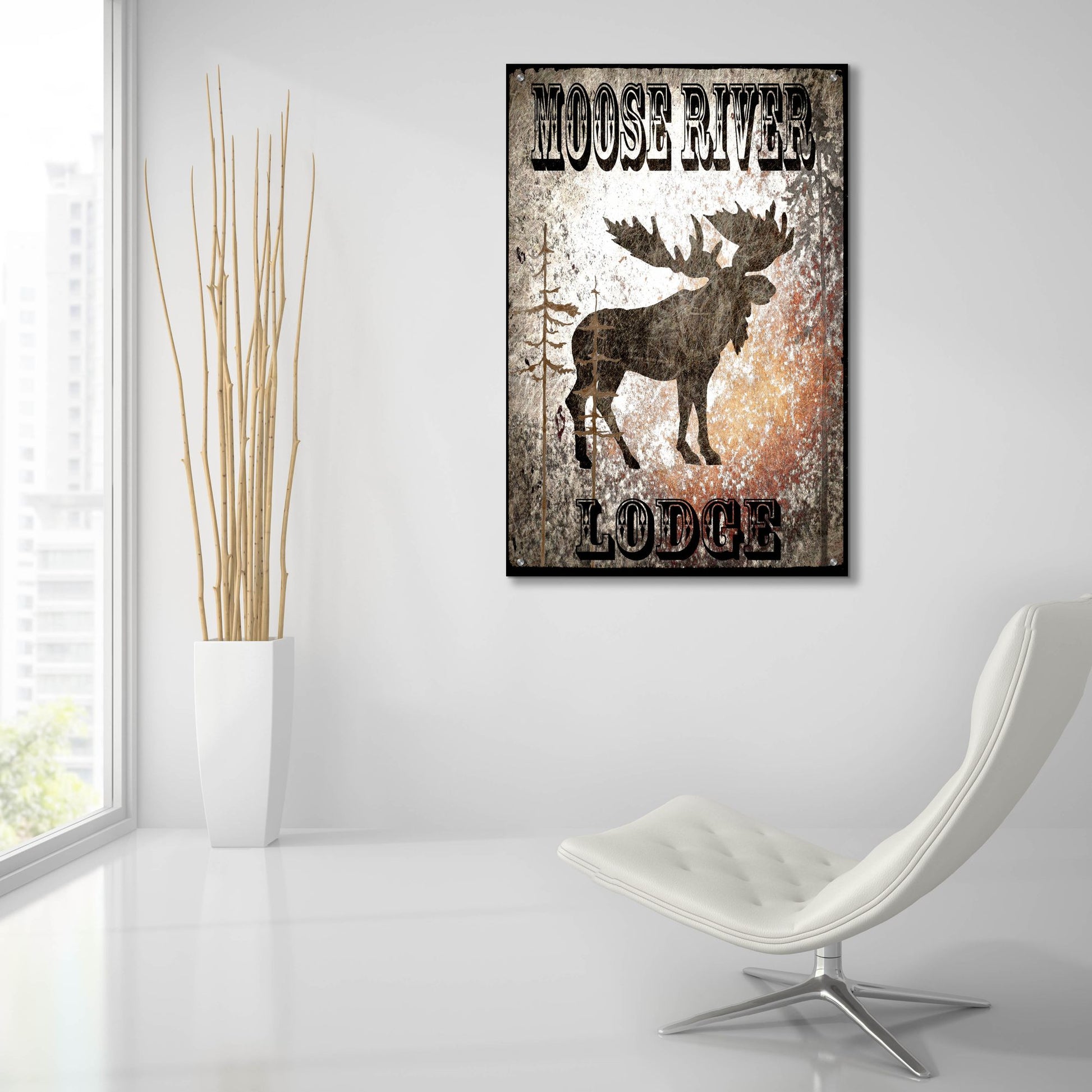 Epic Art 'Lodge Moose River Lodge' by Lightbox Journal, Acrylic Glass Wall Art,24x36