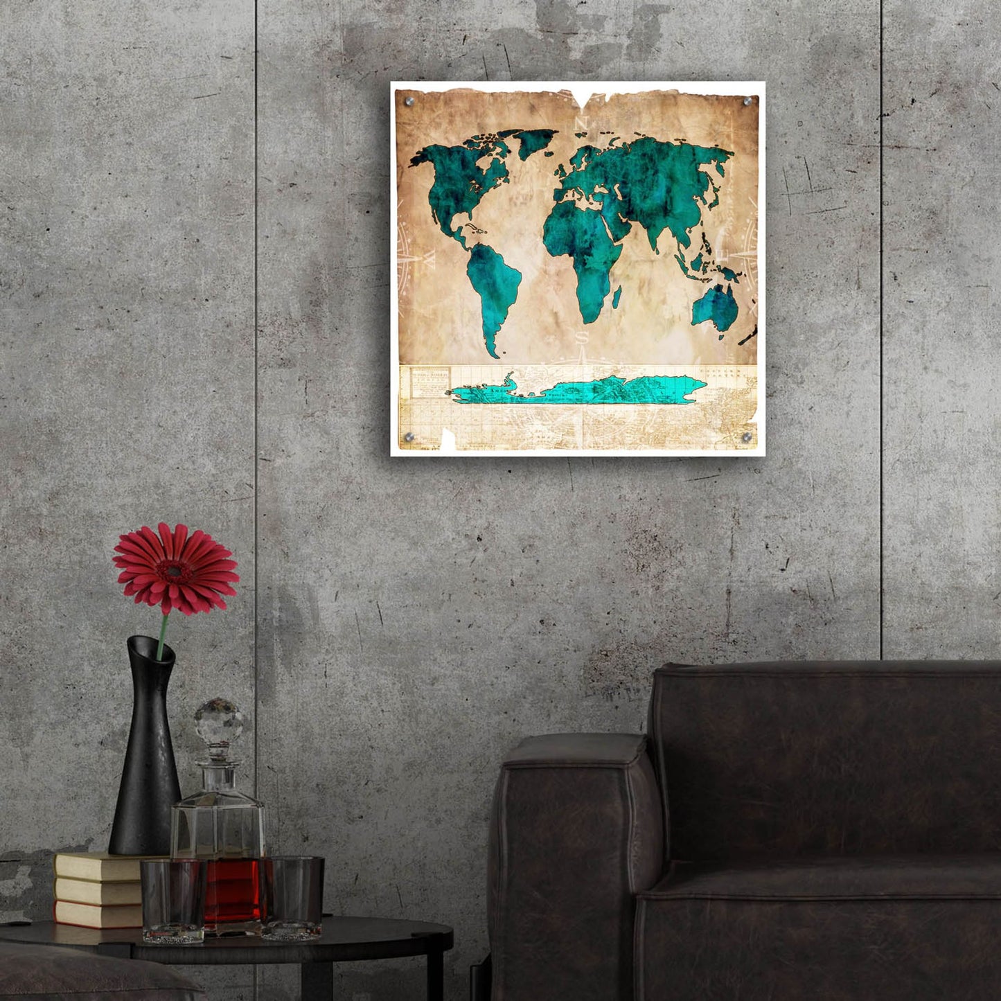 Epic Art 'Sea Map I' by Lightbox Journal, Acrylic Glass Wall Art,24x24