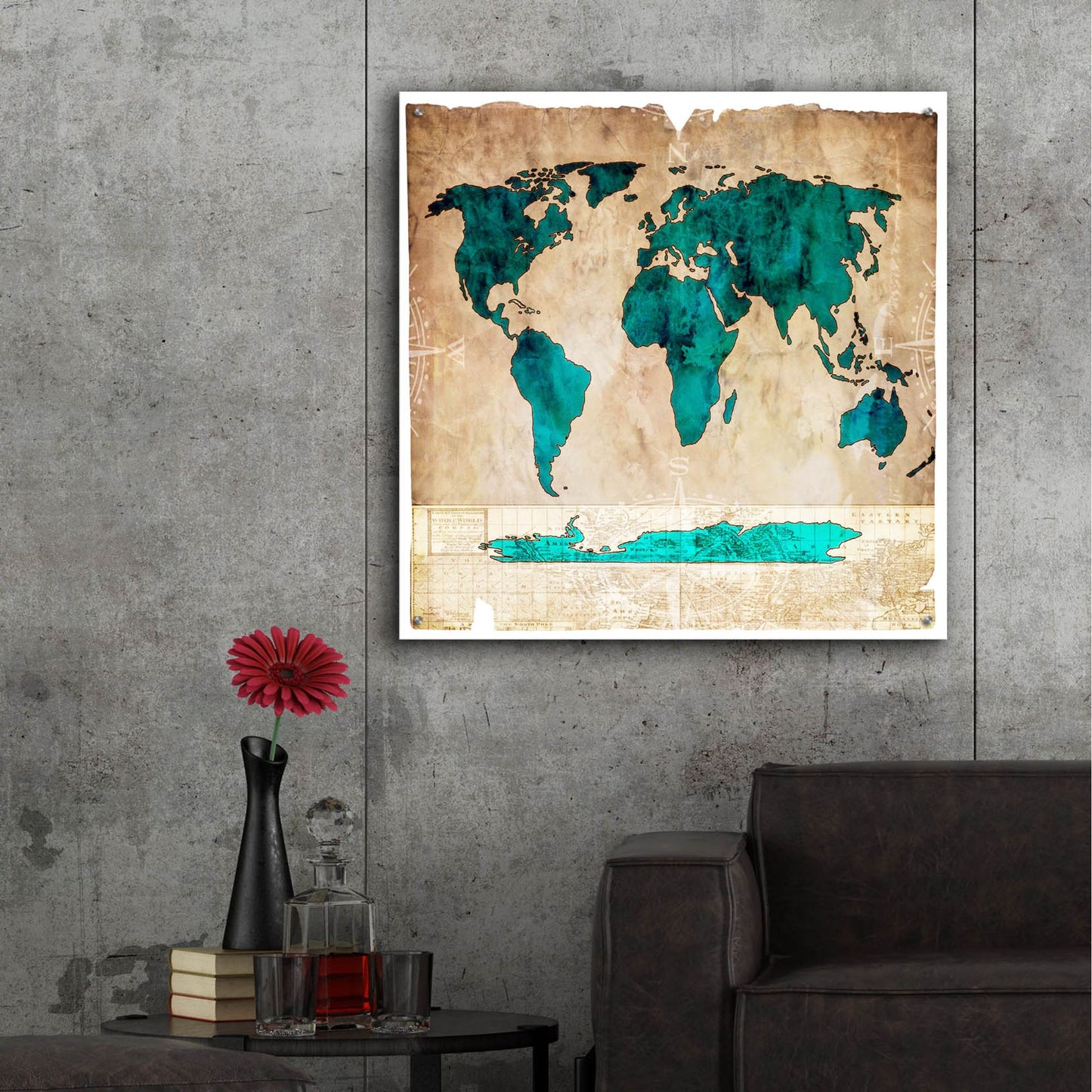 Epic Art 'Sea Map I' by Lightbox Journal, Acrylic Glass Wall Art,36x36