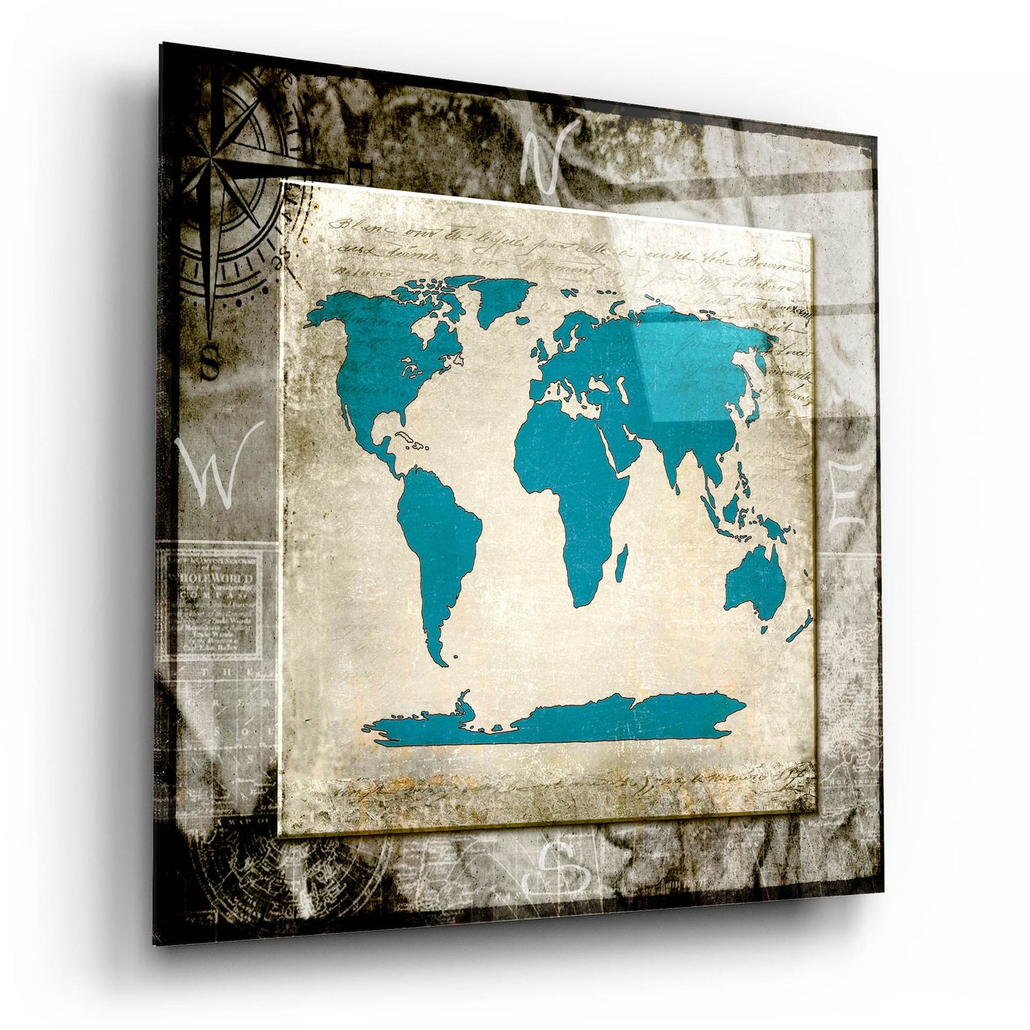 Epic Art 'Sea Map II' by Lightbox Journal, Acrylic Glass Wall Art,12x12