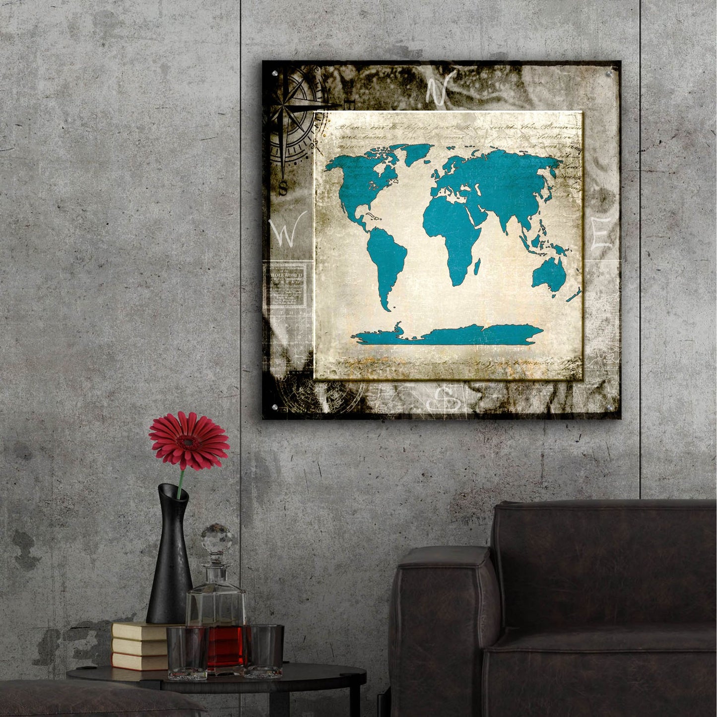 Epic Art 'Sea Map II' by Lightbox Journal, Acrylic Glass Wall Art,36x36