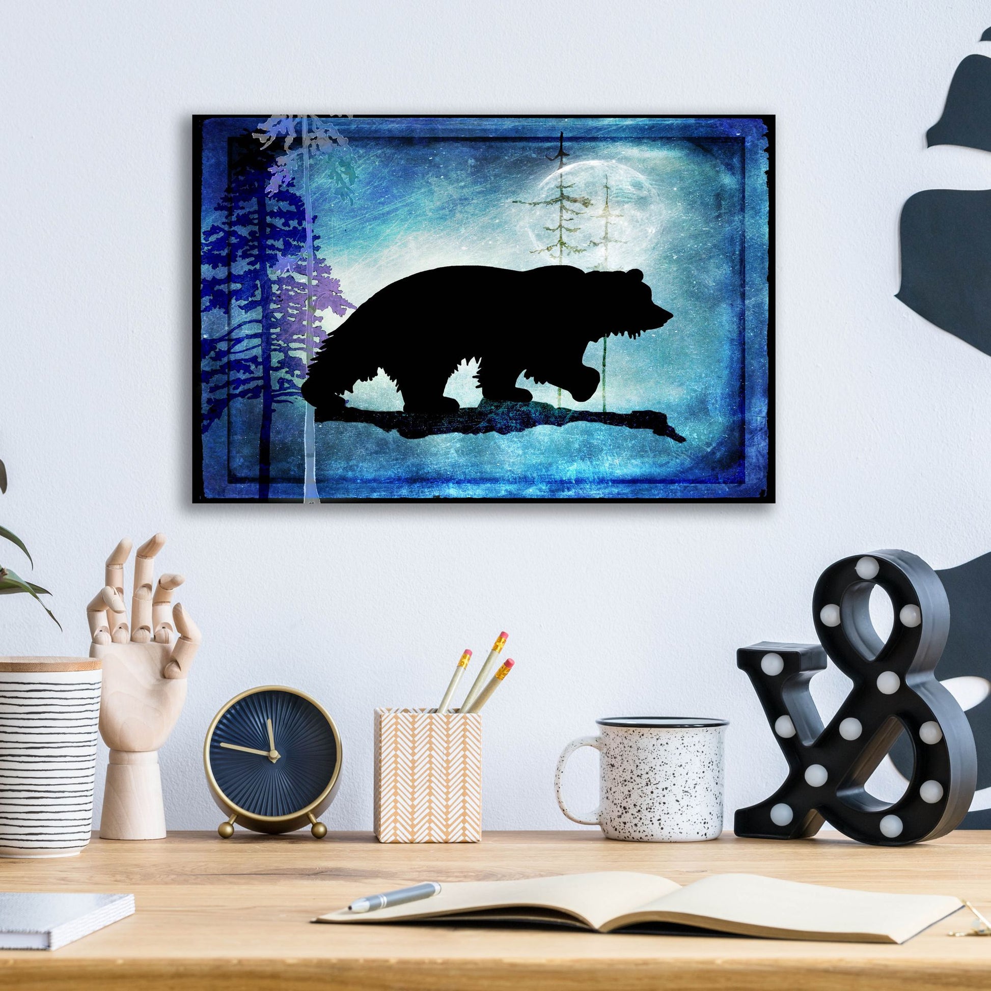 Epic Art 'Midnight Bear' by Lightbox Journal, Acrylic Glass Wall Art,16x12