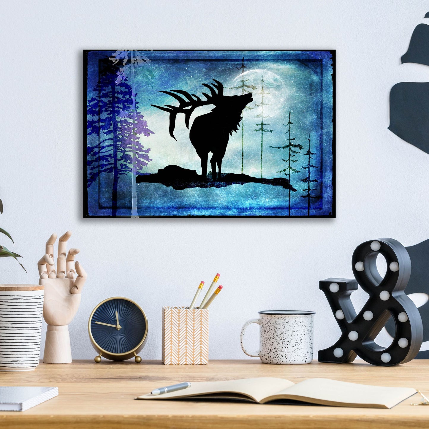 Epic Art 'Midnight Elk' by Lightbox Journal, Acrylic Glass Wall Art,16x12