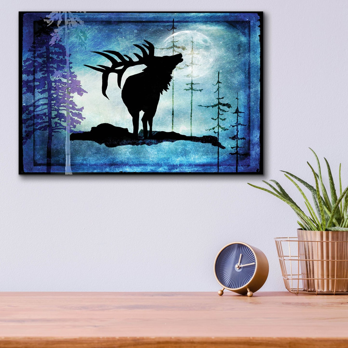 Epic Art 'Midnight Elk' by Lightbox Journal, Acrylic Glass Wall Art,16x12