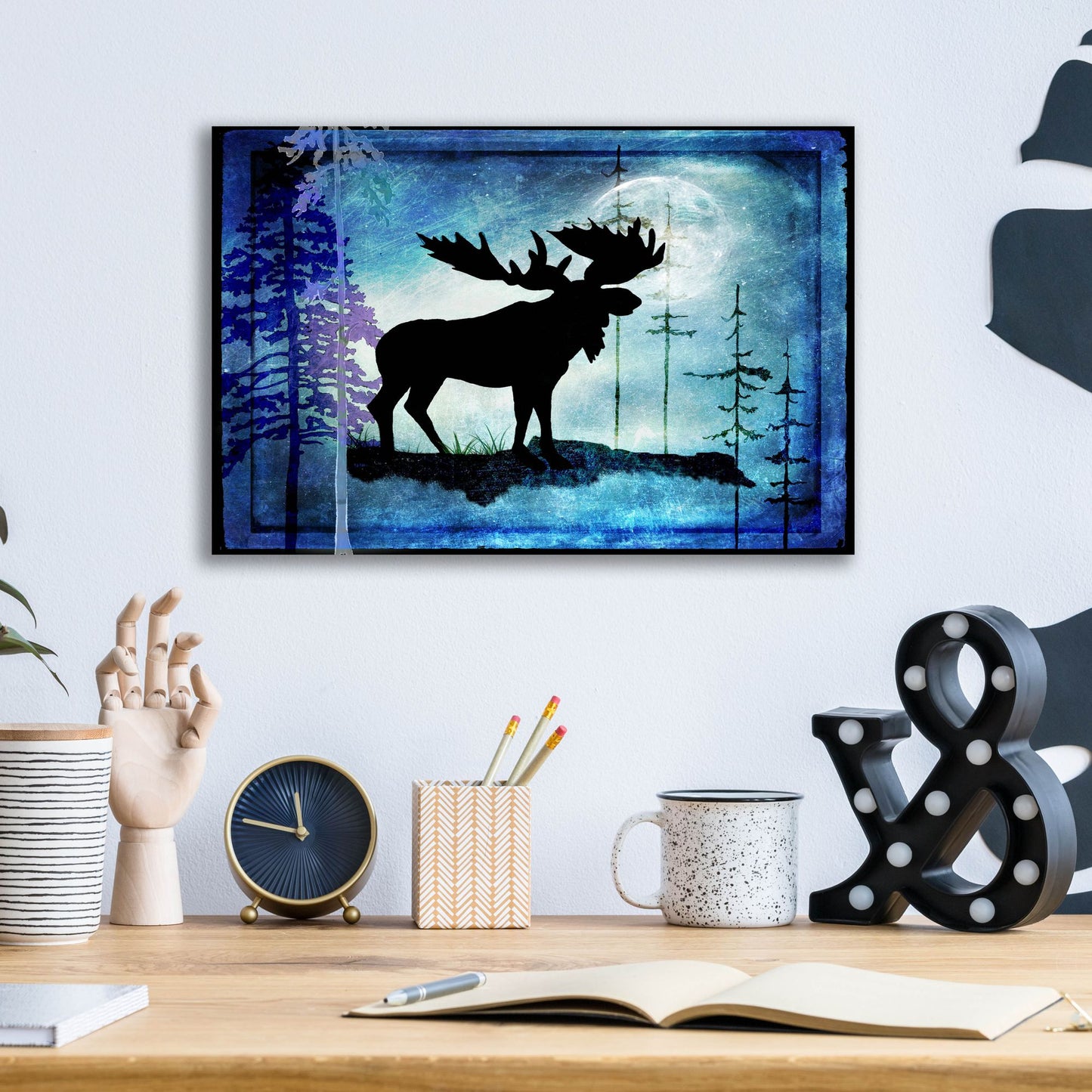 Epic Art 'Midnight Moose' by Lightbox Journal, Acrylic Glass Wall Art,16x12