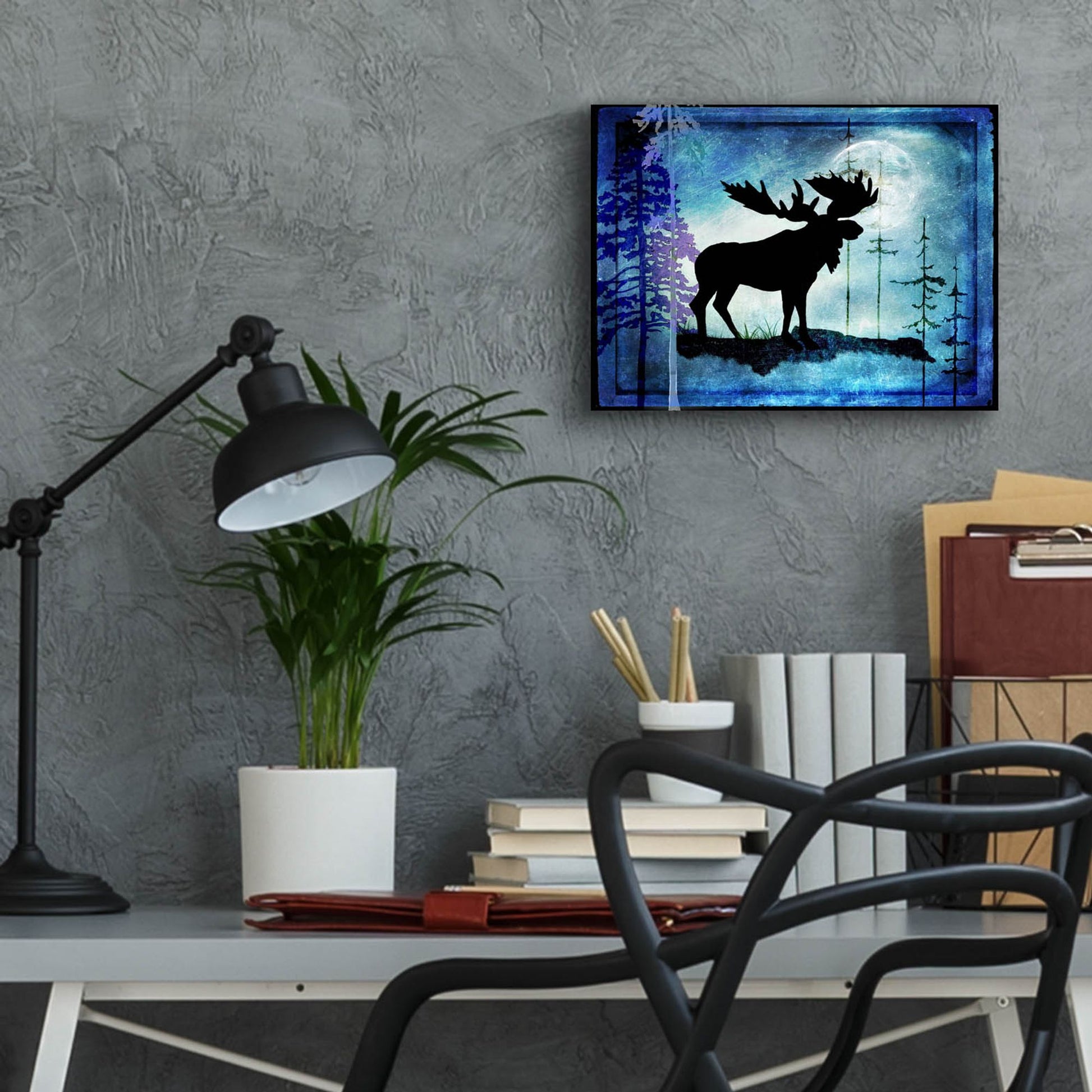 Epic Art 'Midnight Moose' by Lightbox Journal, Acrylic Glass Wall Art,16x12