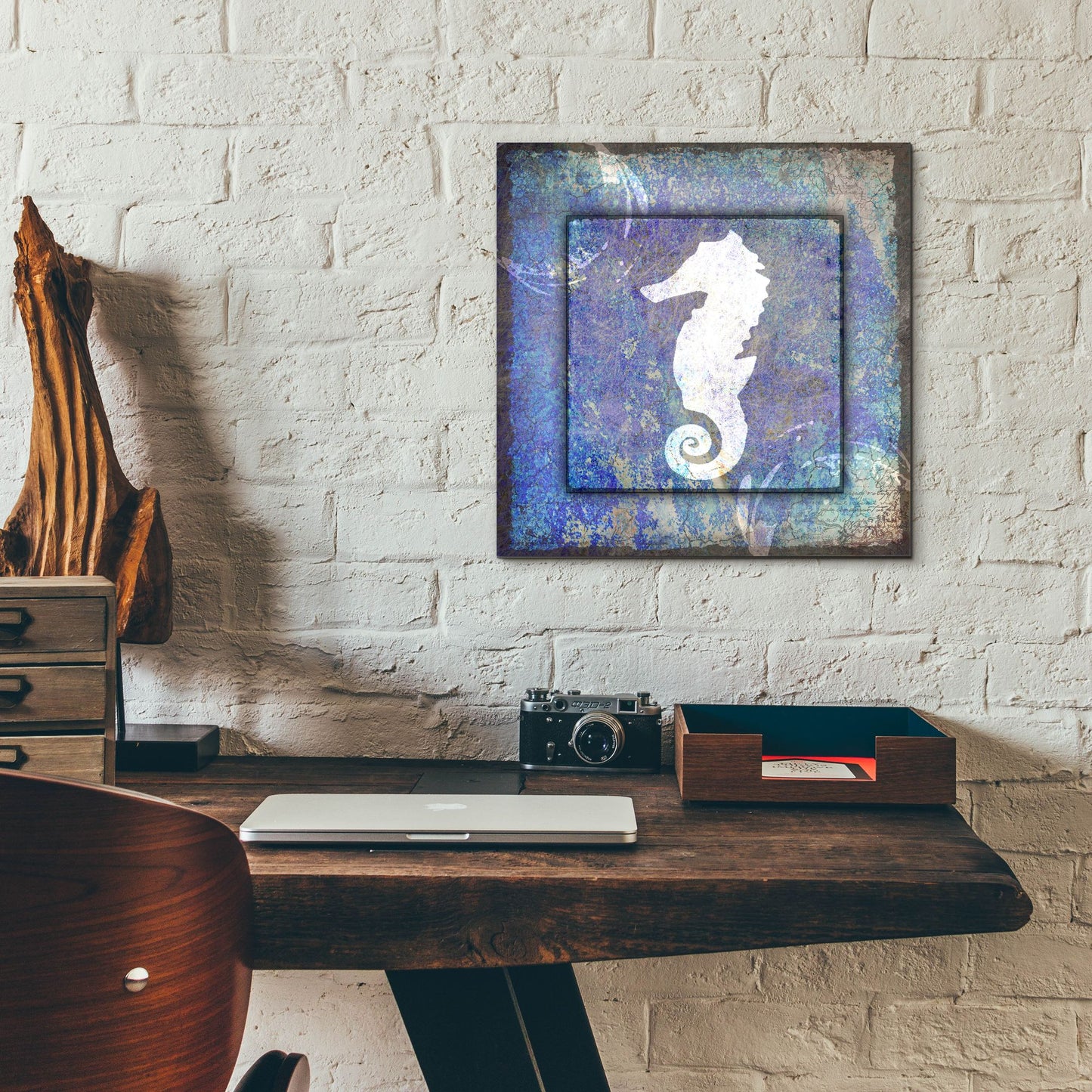 Epic Art 'Beach House Sea Horse' by Lightbox Journal, Acrylic Glass Wall Art,12x12