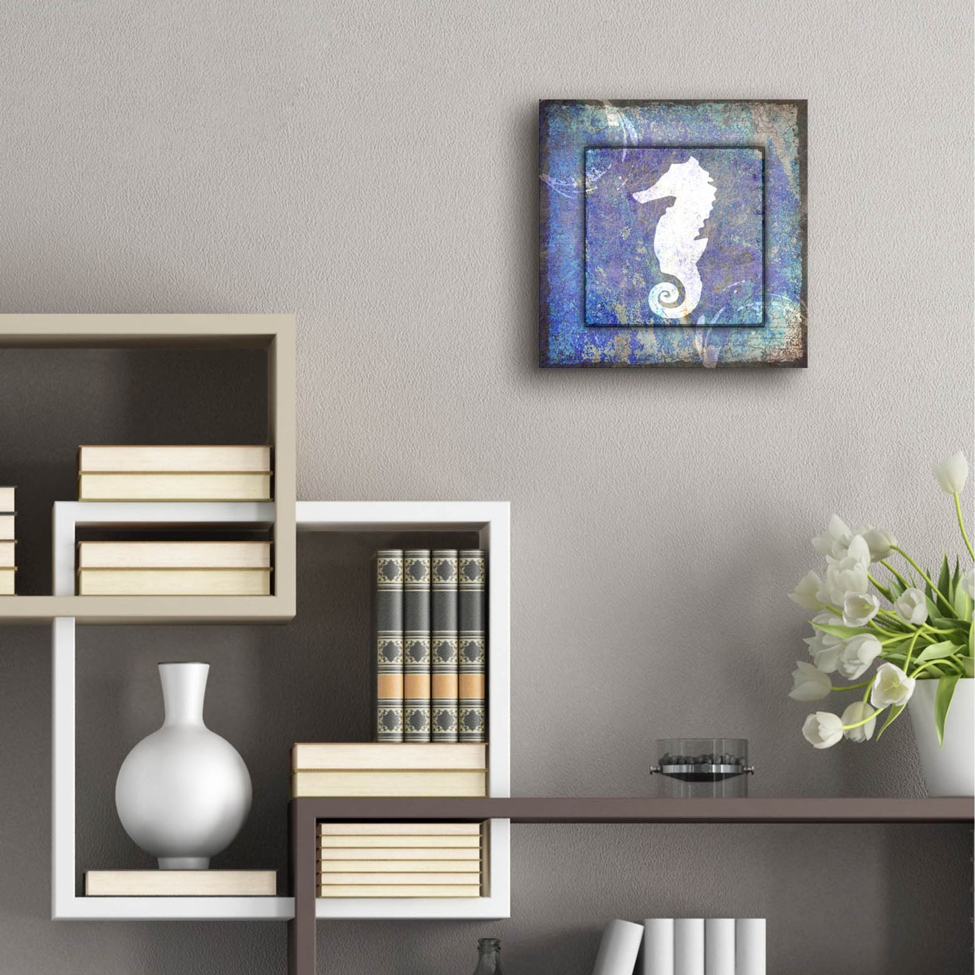 Epic Art 'Beach House Sea Horse' by Lightbox Journal, Acrylic Glass Wall Art,12x12