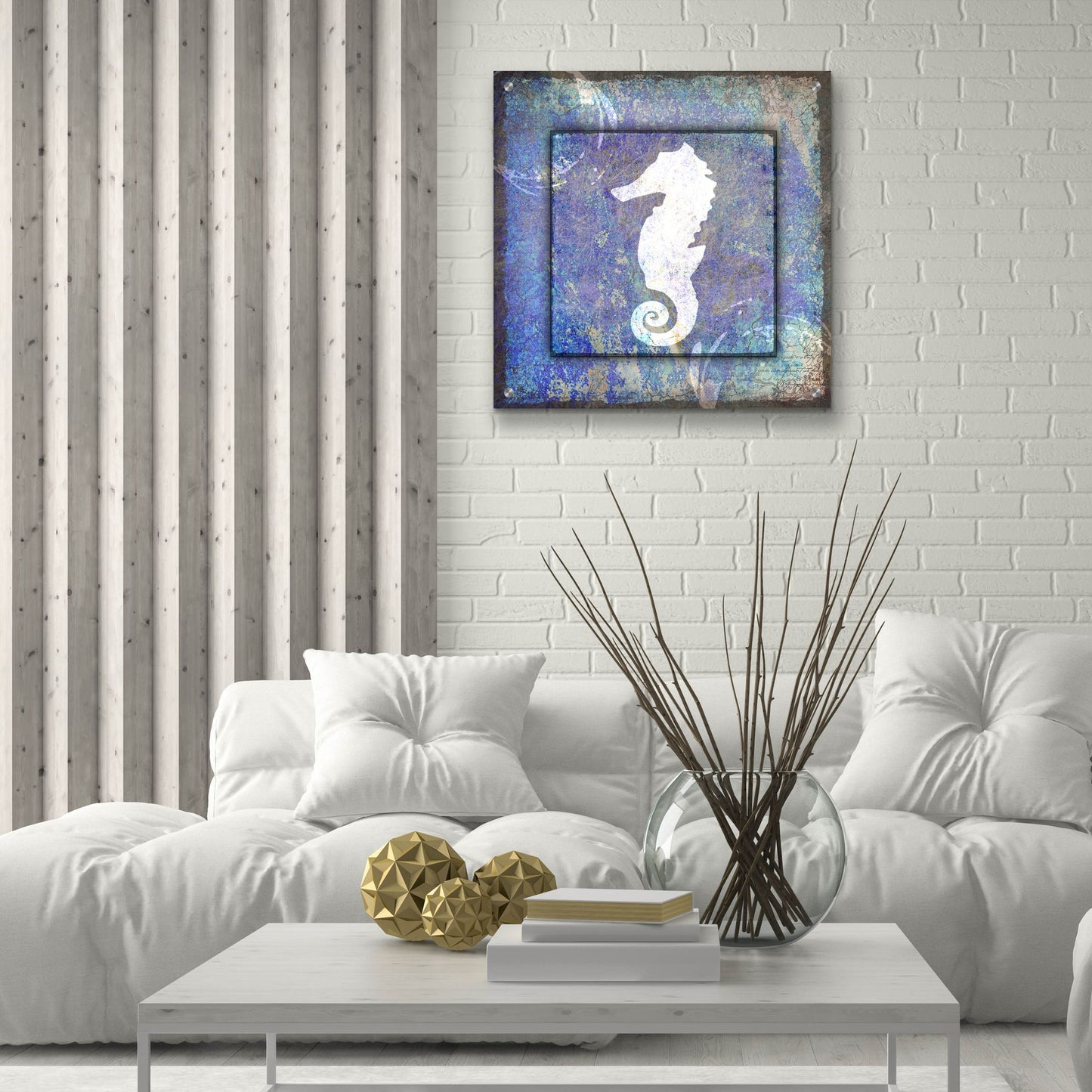 Epic Art 'Beach House Sea Horse' by Lightbox Journal, Acrylic Glass Wall Art,24x24