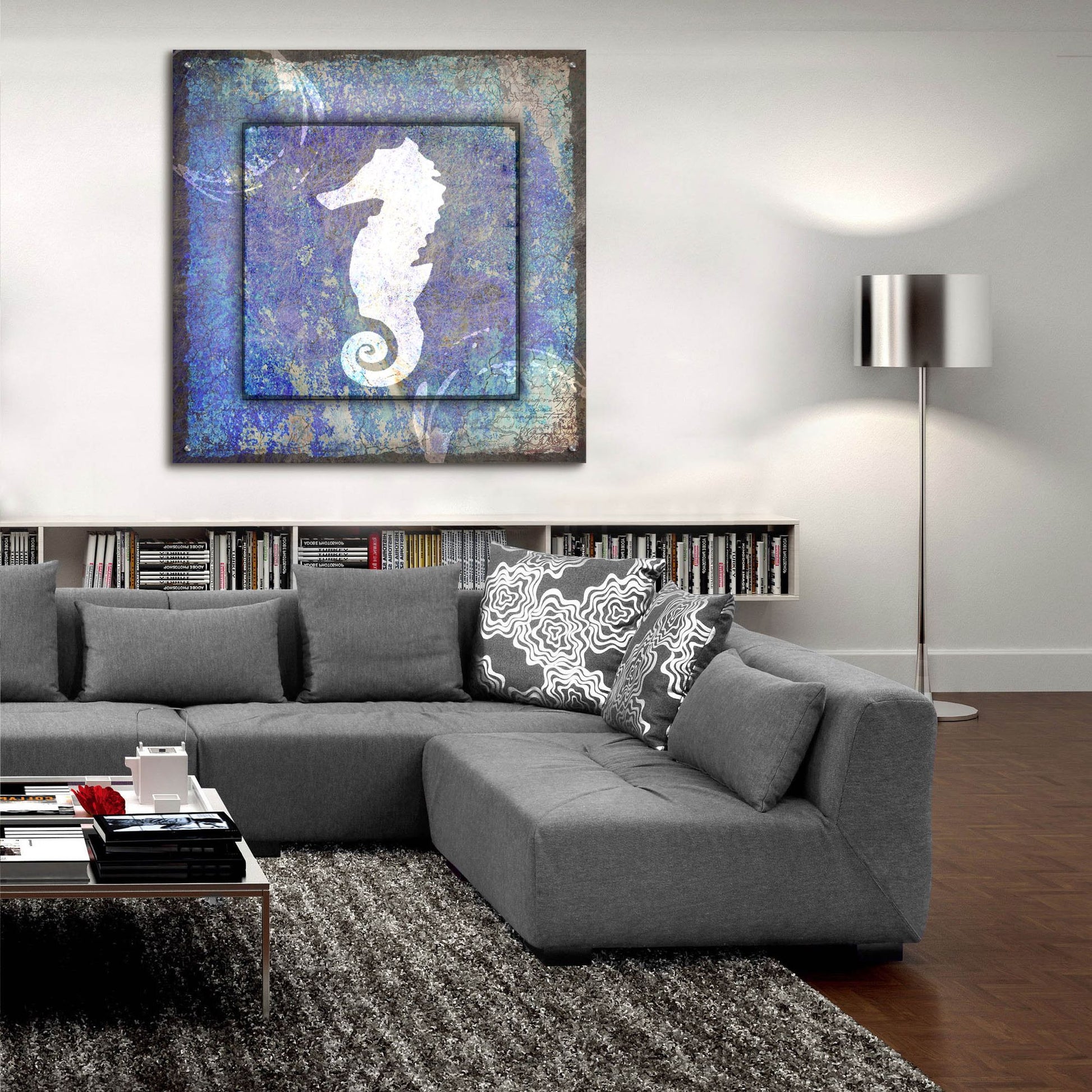 Epic Art 'Beach House Sea Horse' by Lightbox Journal, Acrylic Glass Wall Art,36x36