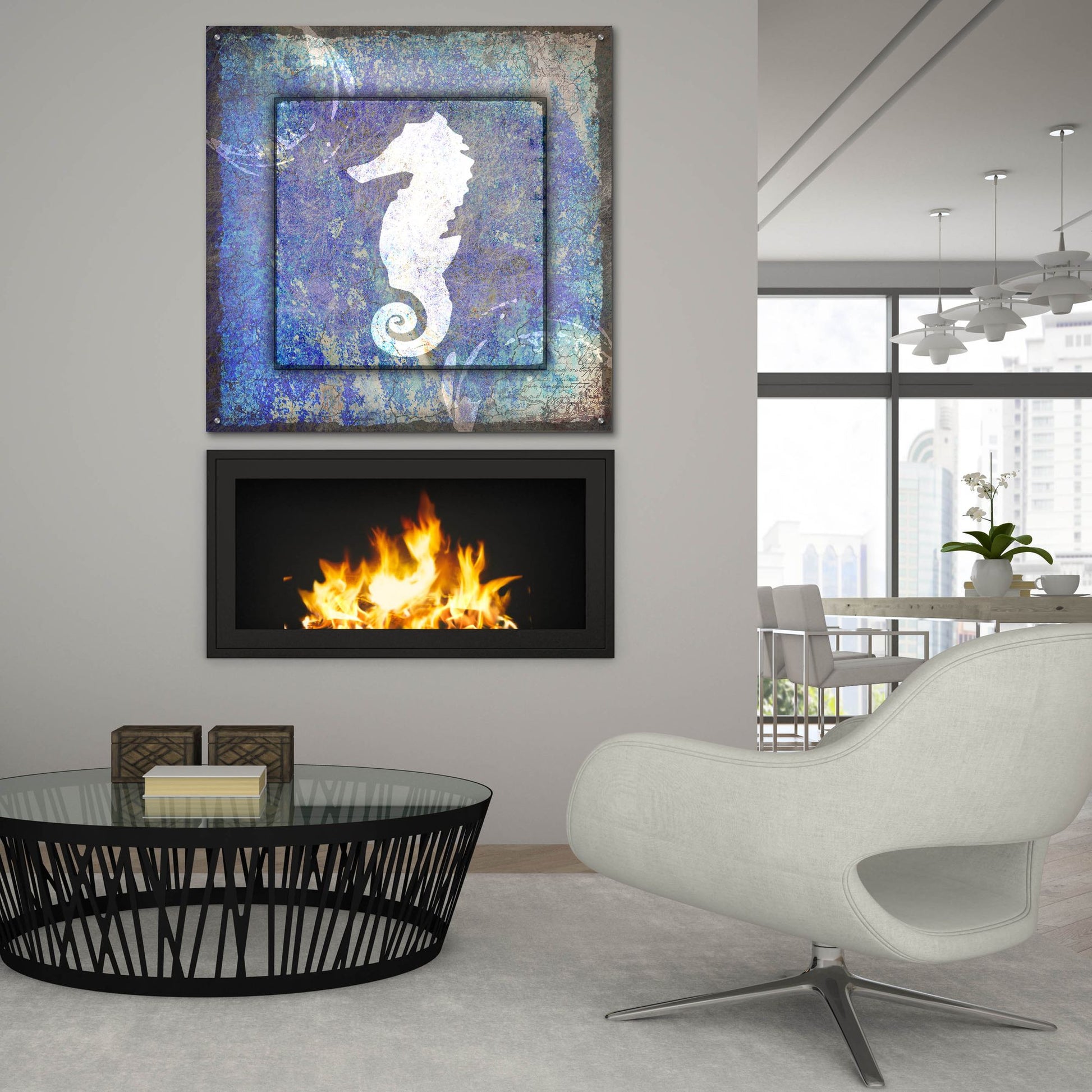 Epic Art 'Beach House Sea Horse' by Lightbox Journal, Acrylic Glass Wall Art,36x36