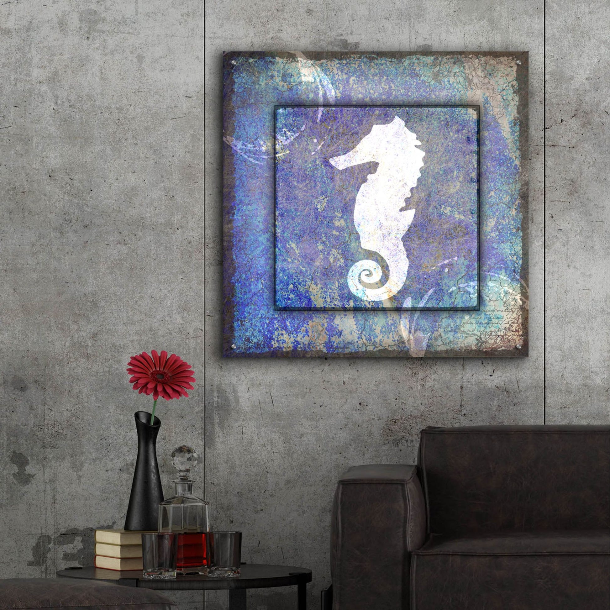 Epic Art 'Beach House Sea Horse' by Lightbox Journal, Acrylic Glass Wall Art,36x36