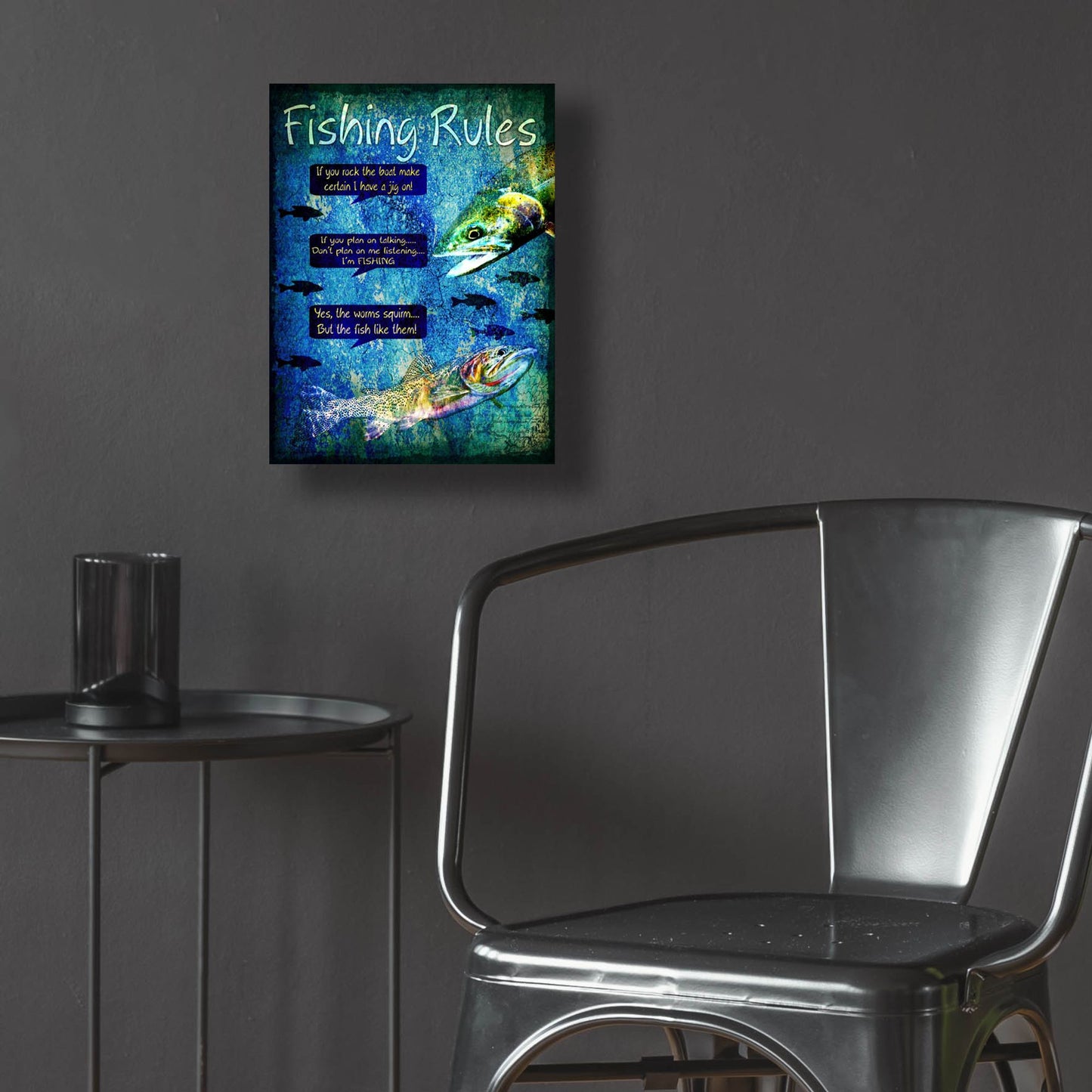 Epic Art 'Fishing Rules' by Lightbox Journal, Acrylic Glass Wall Art,12x16