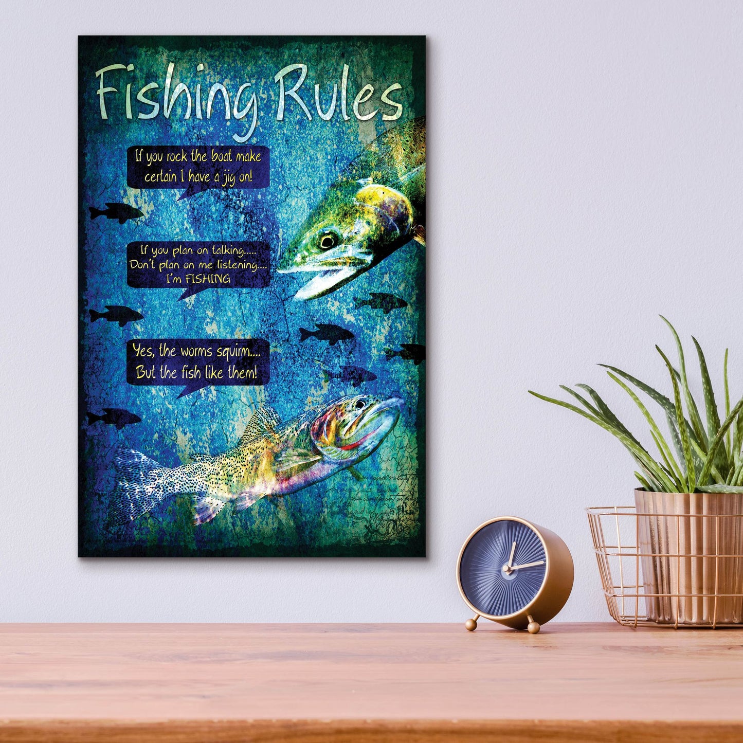 Epic Art 'Fishing Rules' by Lightbox Journal, Acrylic Glass Wall Art,12x16