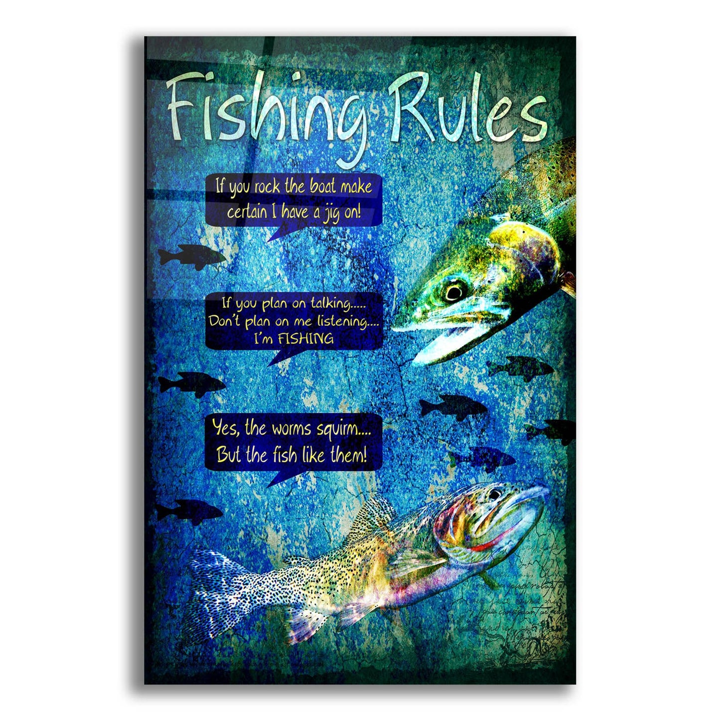 Epic Art 'Fishing Rules' by Lightbox Journal, Acrylic Glass Wall Art,12x16