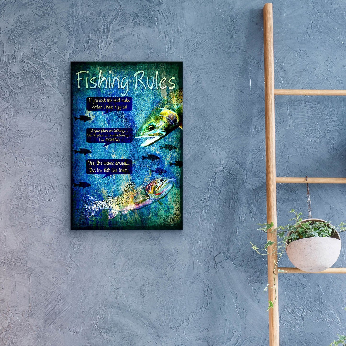 Epic Art 'Fishing Rules' by Lightbox Journal, Acrylic Glass Wall Art,16x24