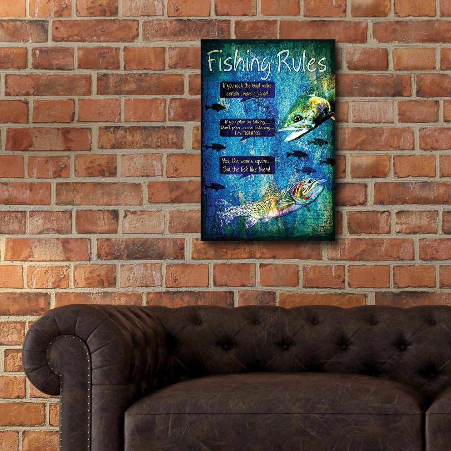 Epic Art 'Fishing Rules' by Lightbox Journal, Acrylic Glass Wall Art,16x24