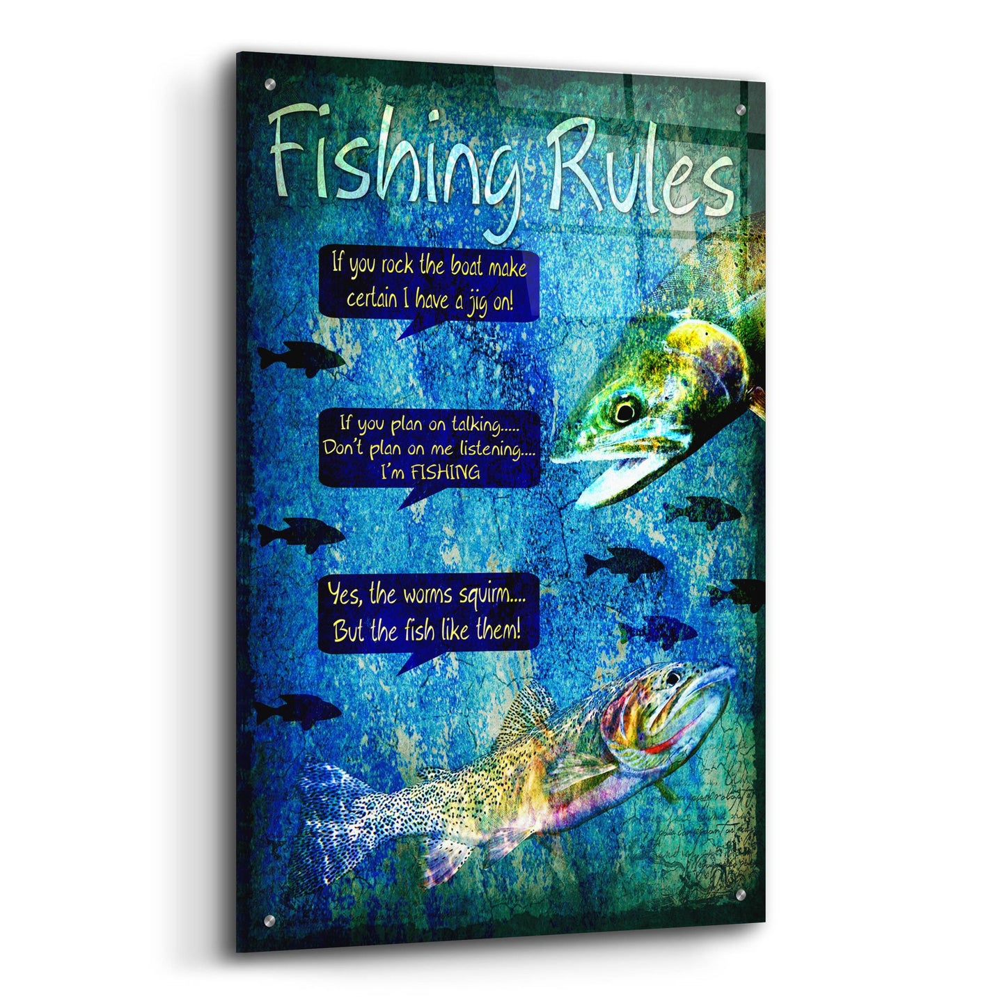 Epic Art 'Fishing Rules' by Lightbox Journal, Acrylic Glass Wall Art,24x36