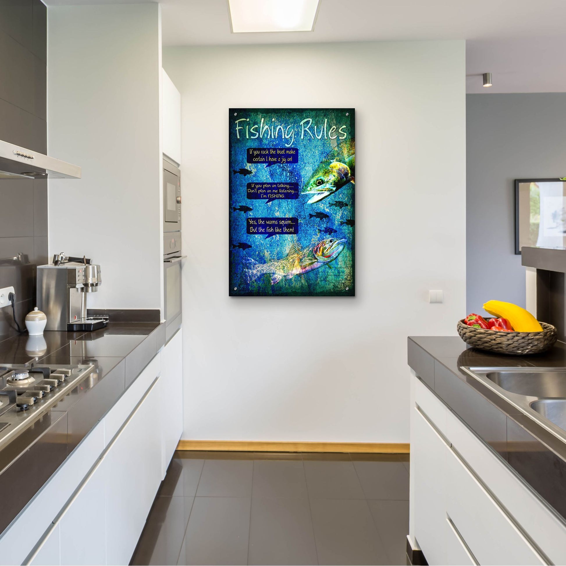 Epic Art 'Fishing Rules' by Lightbox Journal, Acrylic Glass Wall Art –