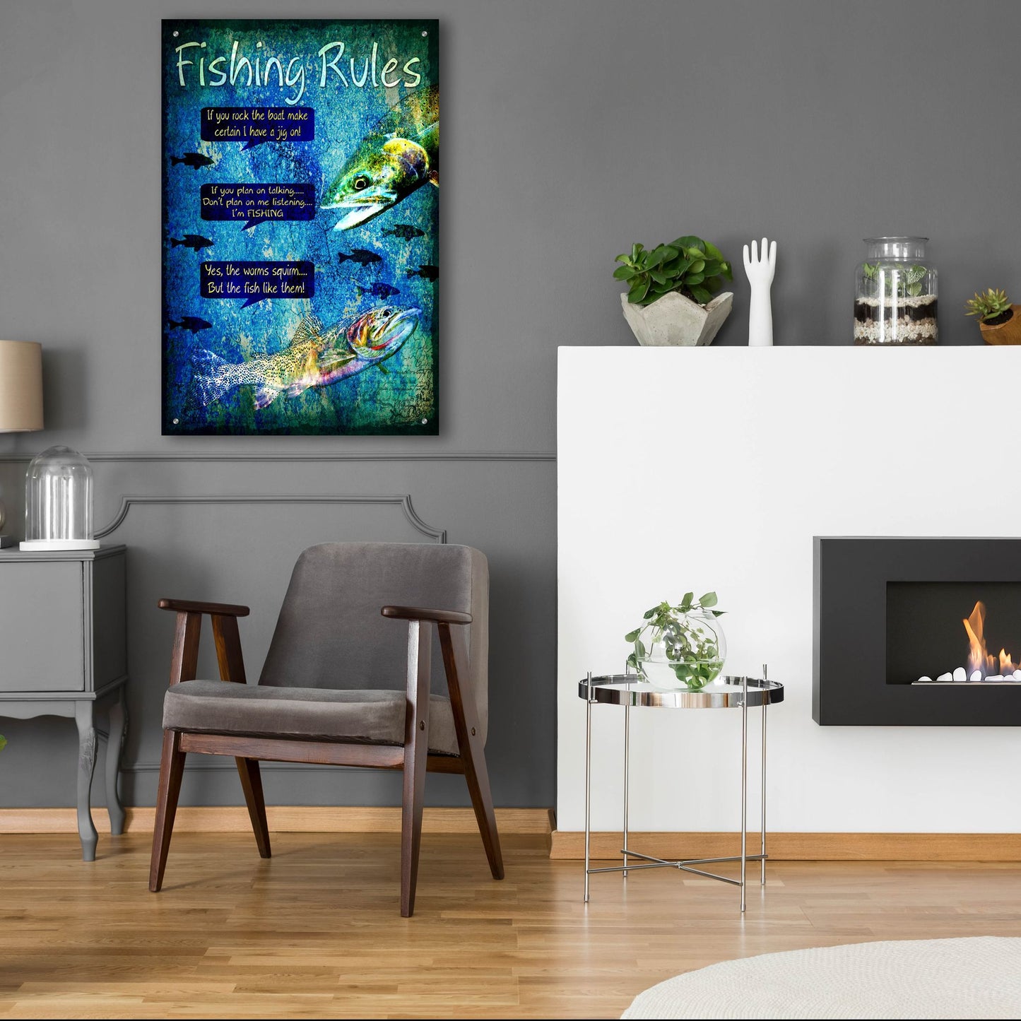 Epic Art 'Fishing Rules' by Lightbox Journal, Acrylic Glass Wall Art,24x36