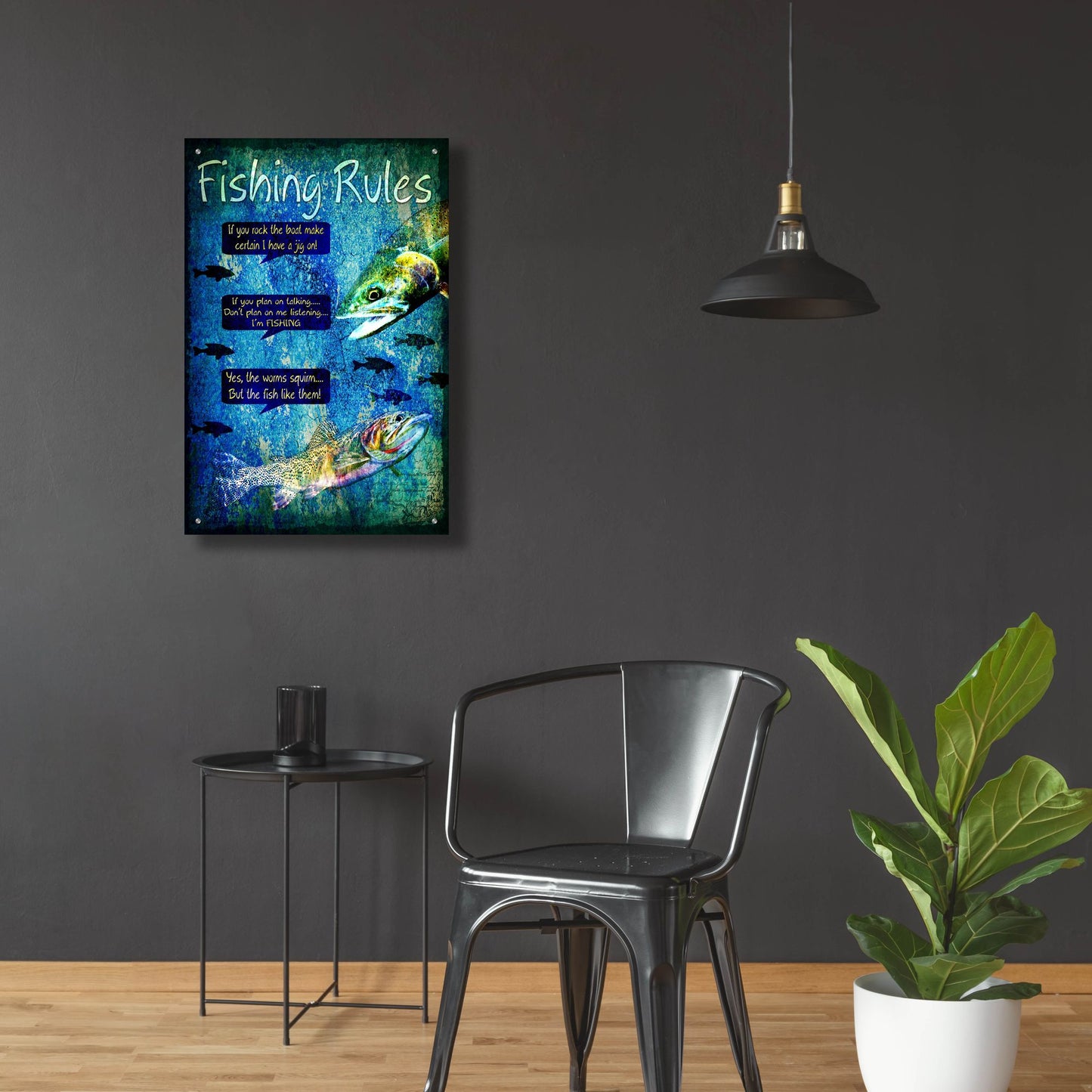 Epic Art 'Fishing Rules' by Lightbox Journal, Acrylic Glass Wall Art,24x36