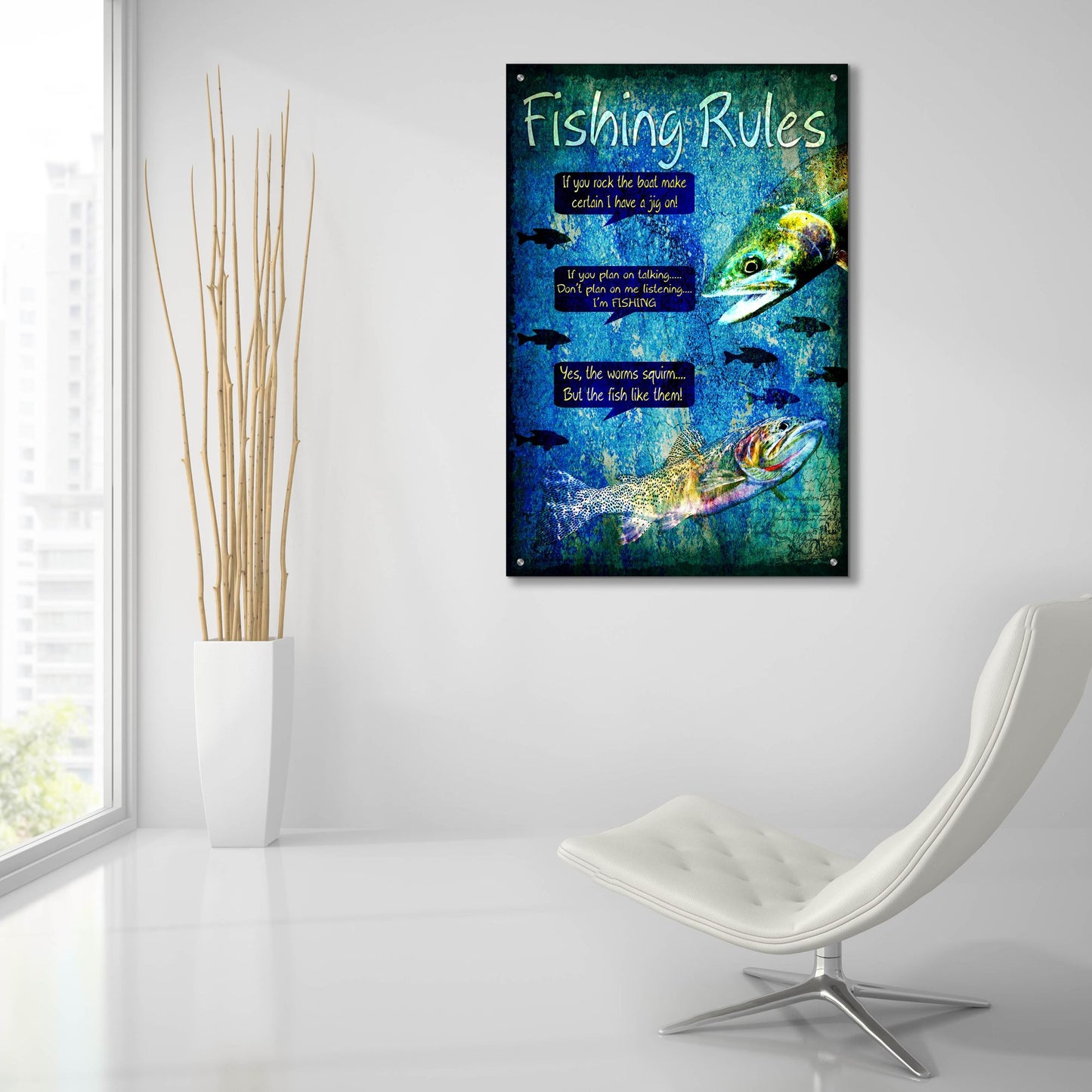 Epic Art 'Fishing Rules' by Lightbox Journal, Acrylic Glass Wall Art,24x36