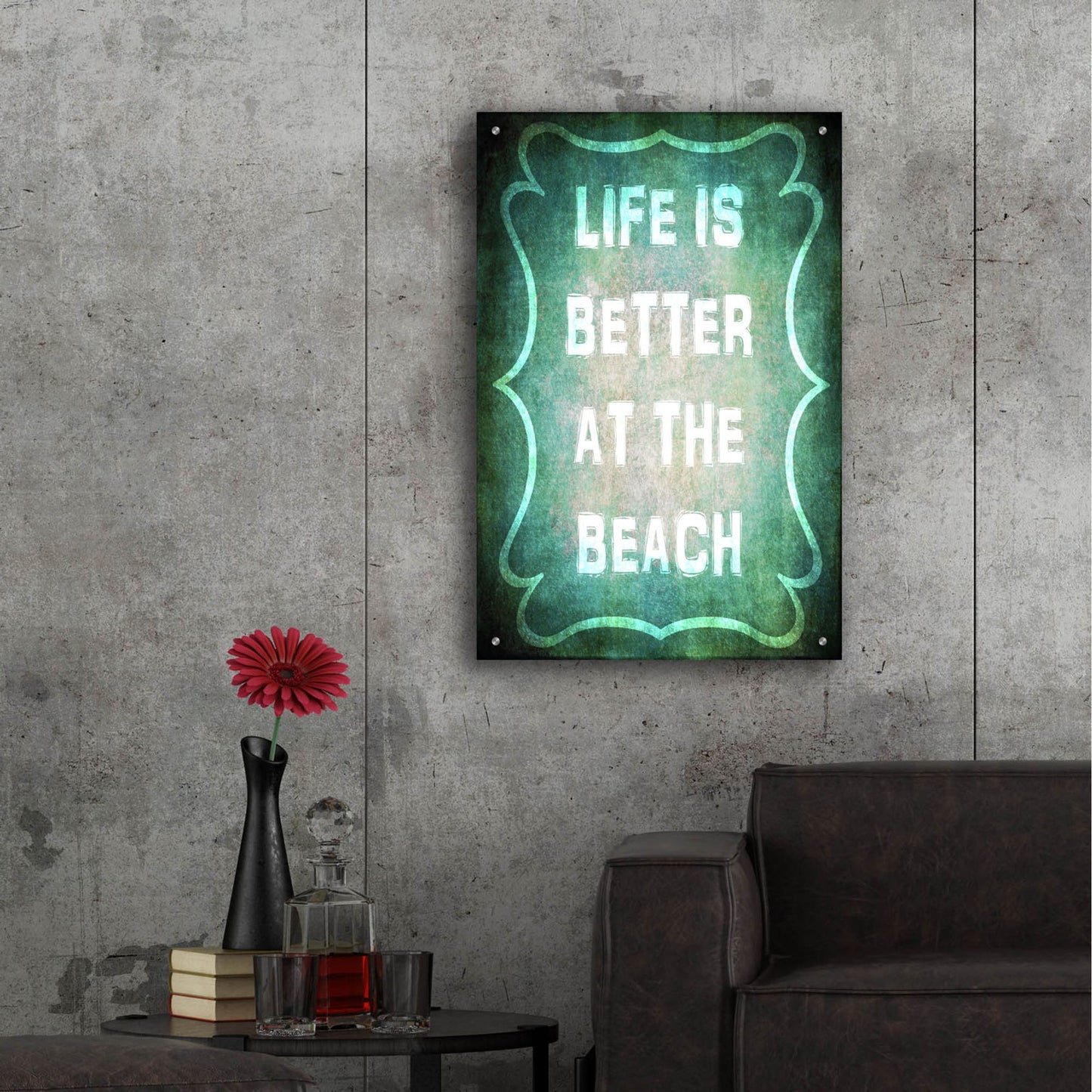 Epic Art 'Good Times Better Beach' by Lightbox Journal, Acrylic Glass Wall Art,24x36