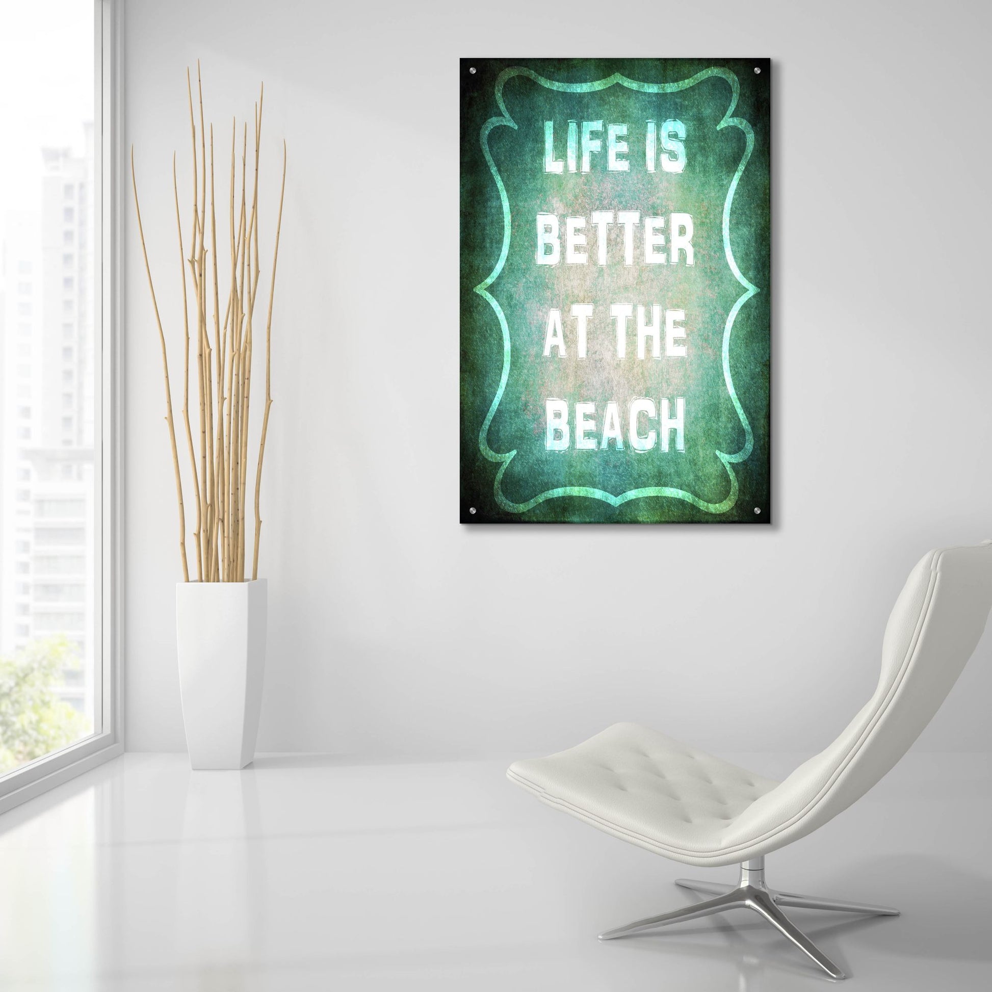 Epic Art 'Good Times Better Beach' by Lightbox Journal, Acrylic Glass Wall Art,24x36