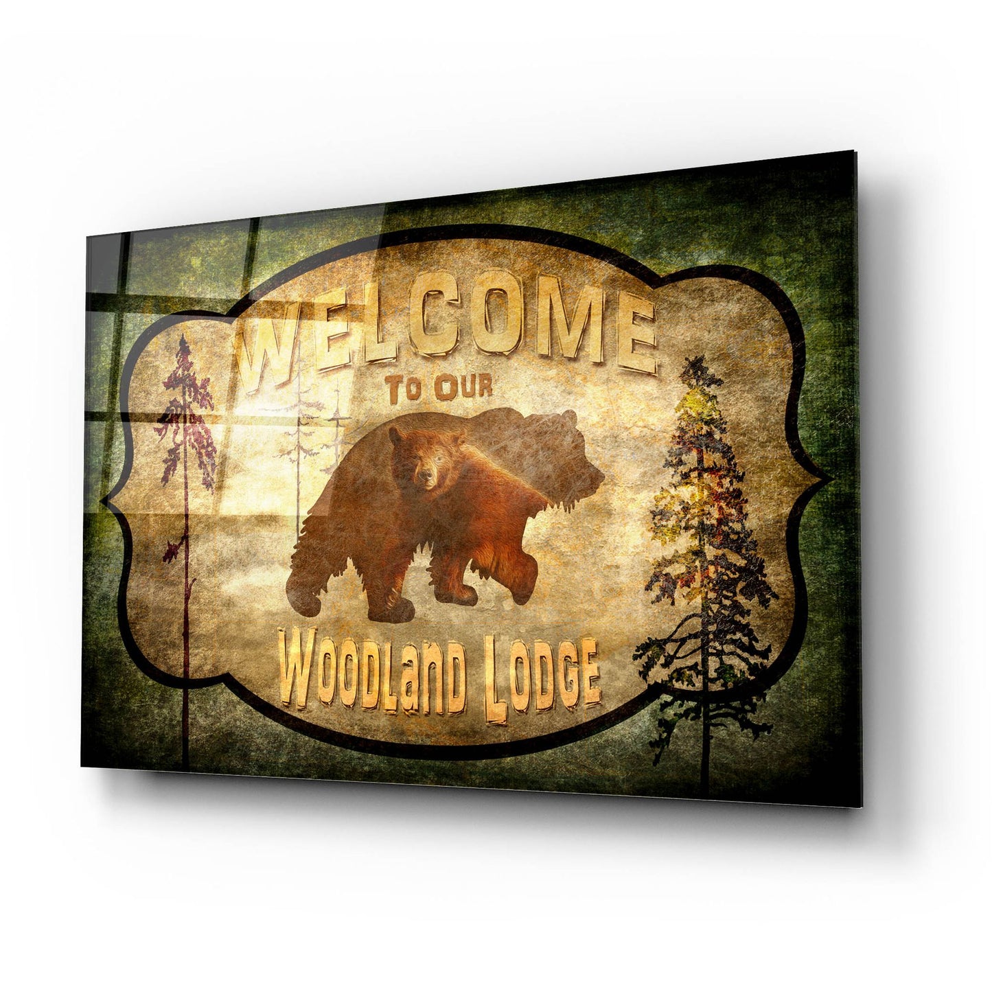 Epic Art 'Welcome Lodge Bear' by Lightbox Journal, Acrylic Glass Wall Art,24x16