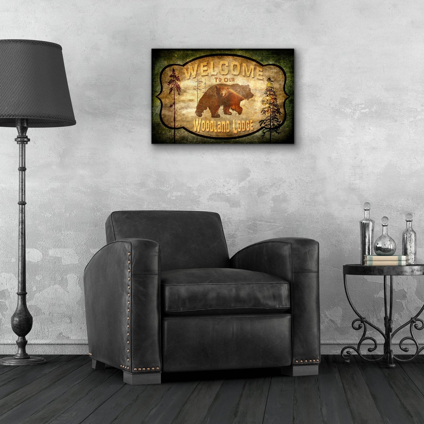 Epic Art 'Welcome Lodge Bear' by Lightbox Journal, Acrylic Glass Wall Art,24x16