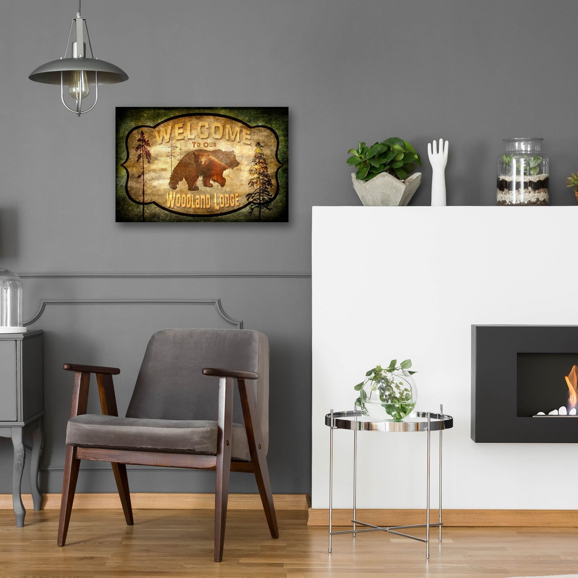 Epic Art 'Welcome Lodge Bear' by Lightbox Journal, Acrylic Glass Wall Art,24x16