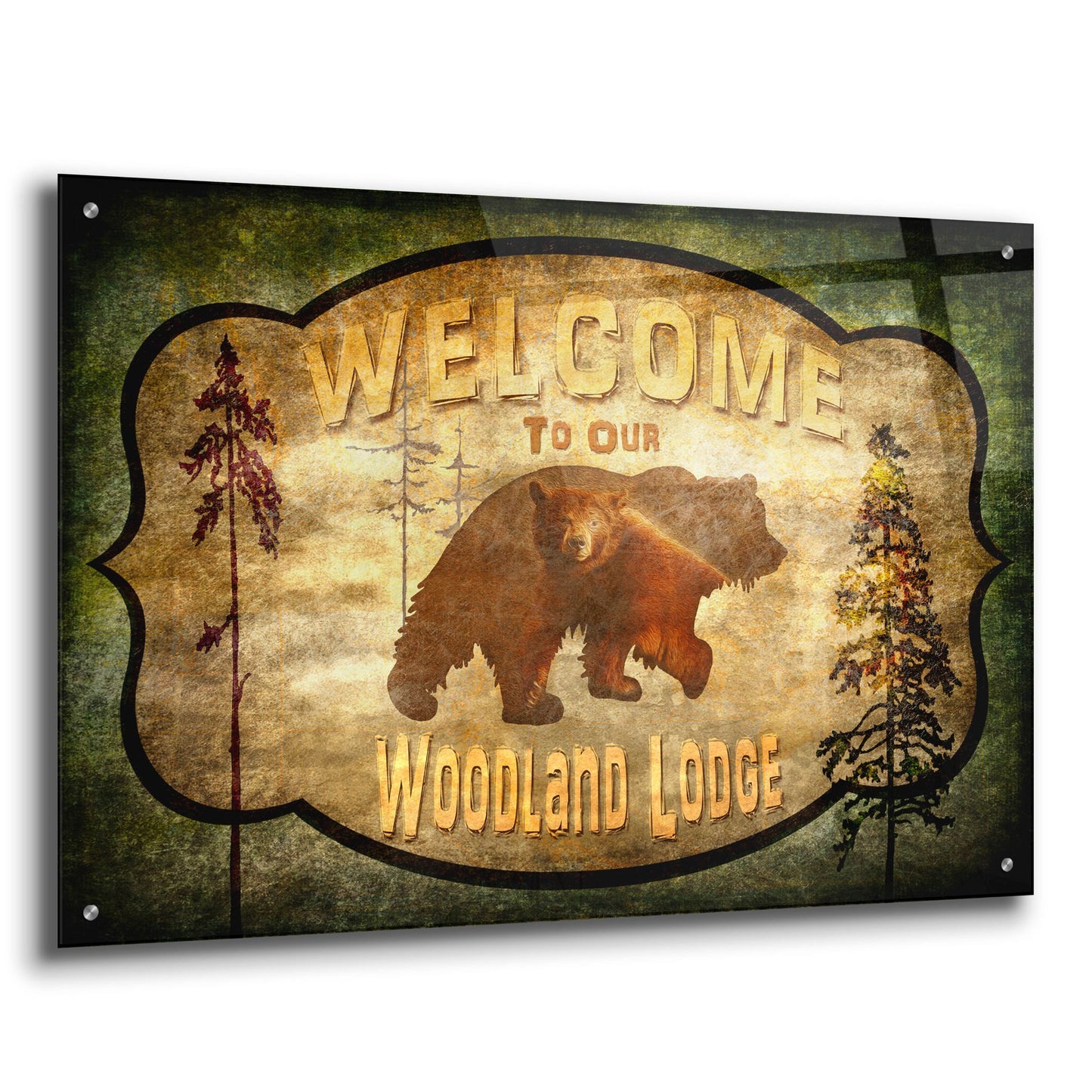 Epic Art 'Welcome Lodge Bear' by Lightbox Journal, Acrylic Glass Wall Art,36x24